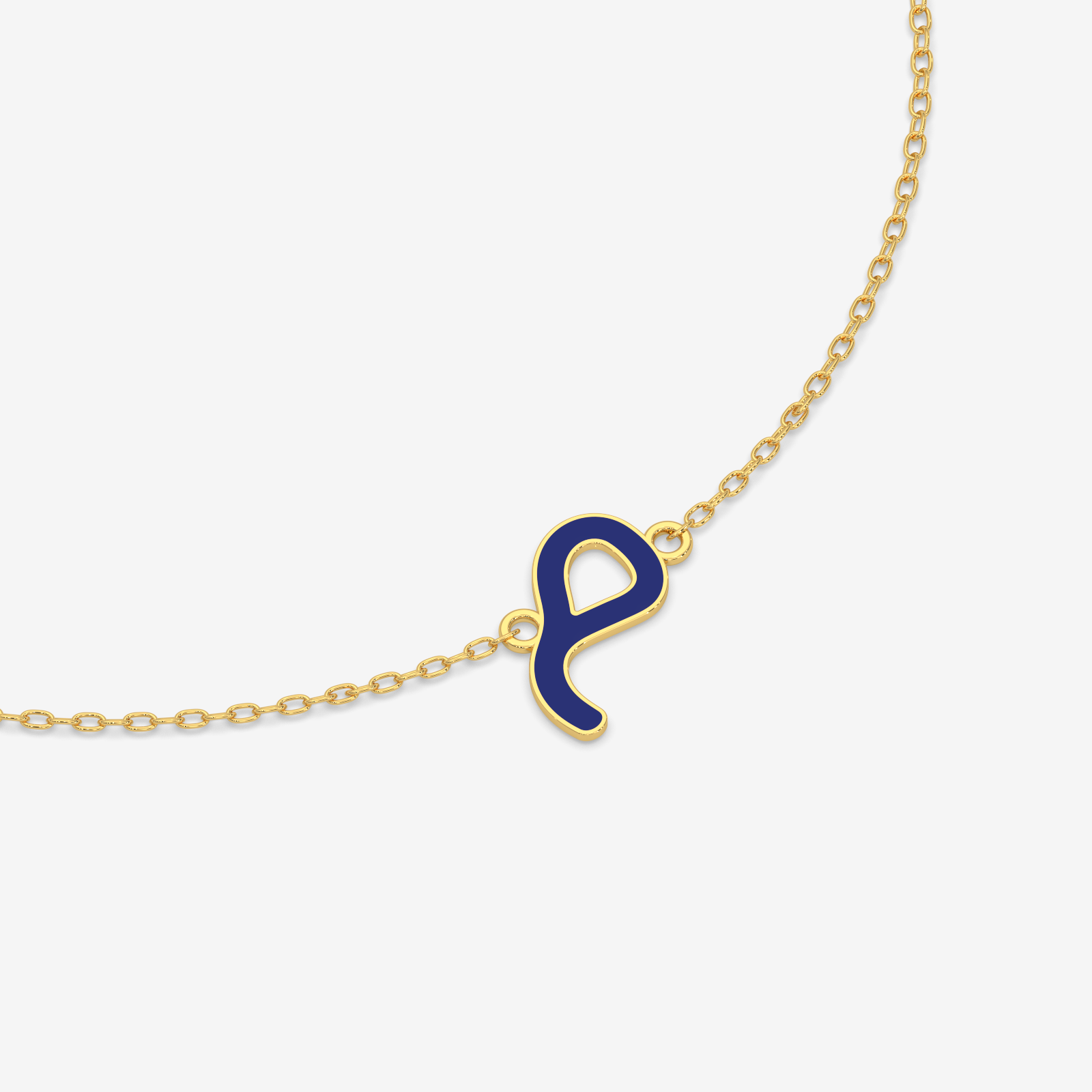 Arabi Mina 'M' Mim 18kt Gold & Blue Enamel | Arabic Letter Bracelet.