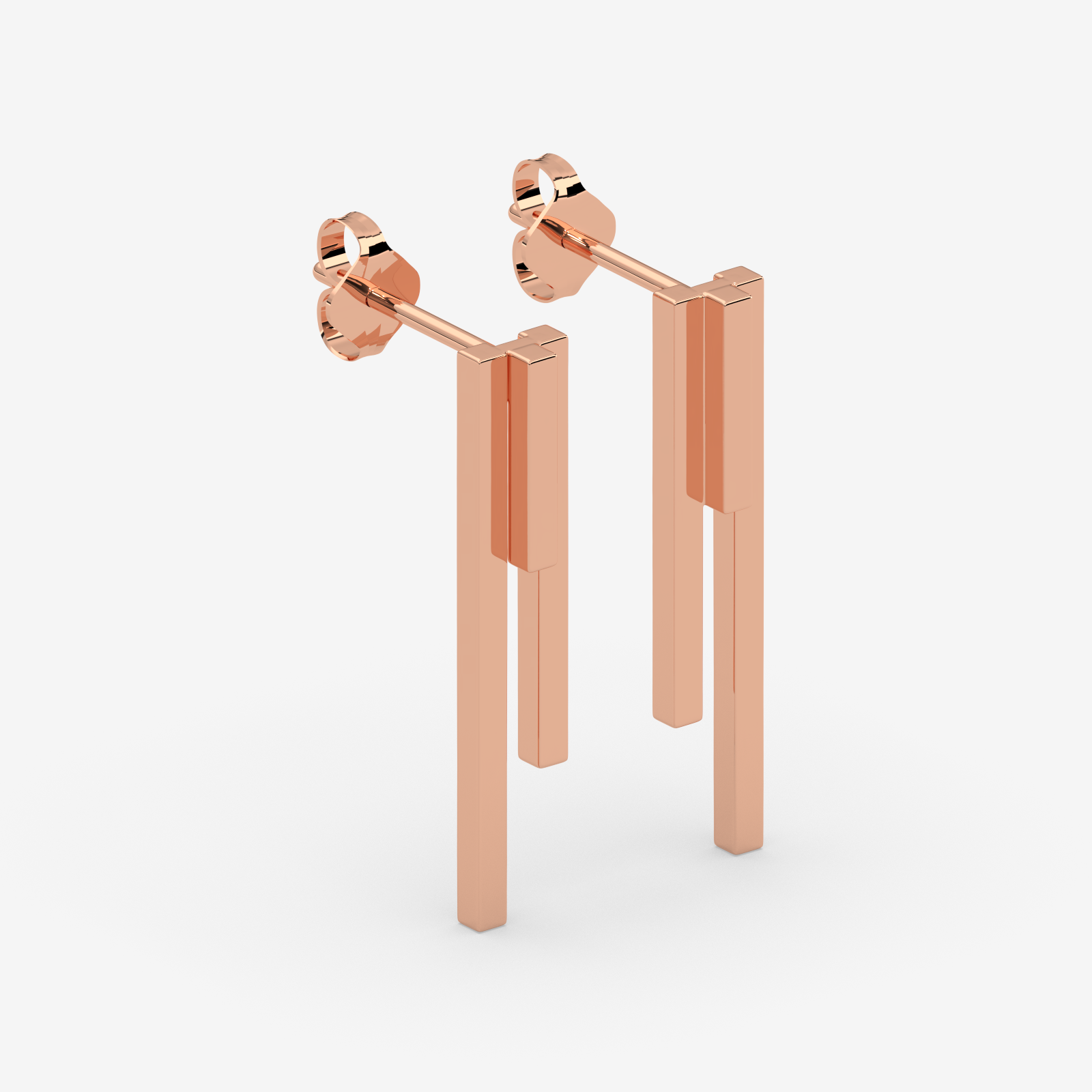Minimalist 18K Gold Bar Drop Earrings | Sleek Geometric Dangle Studs