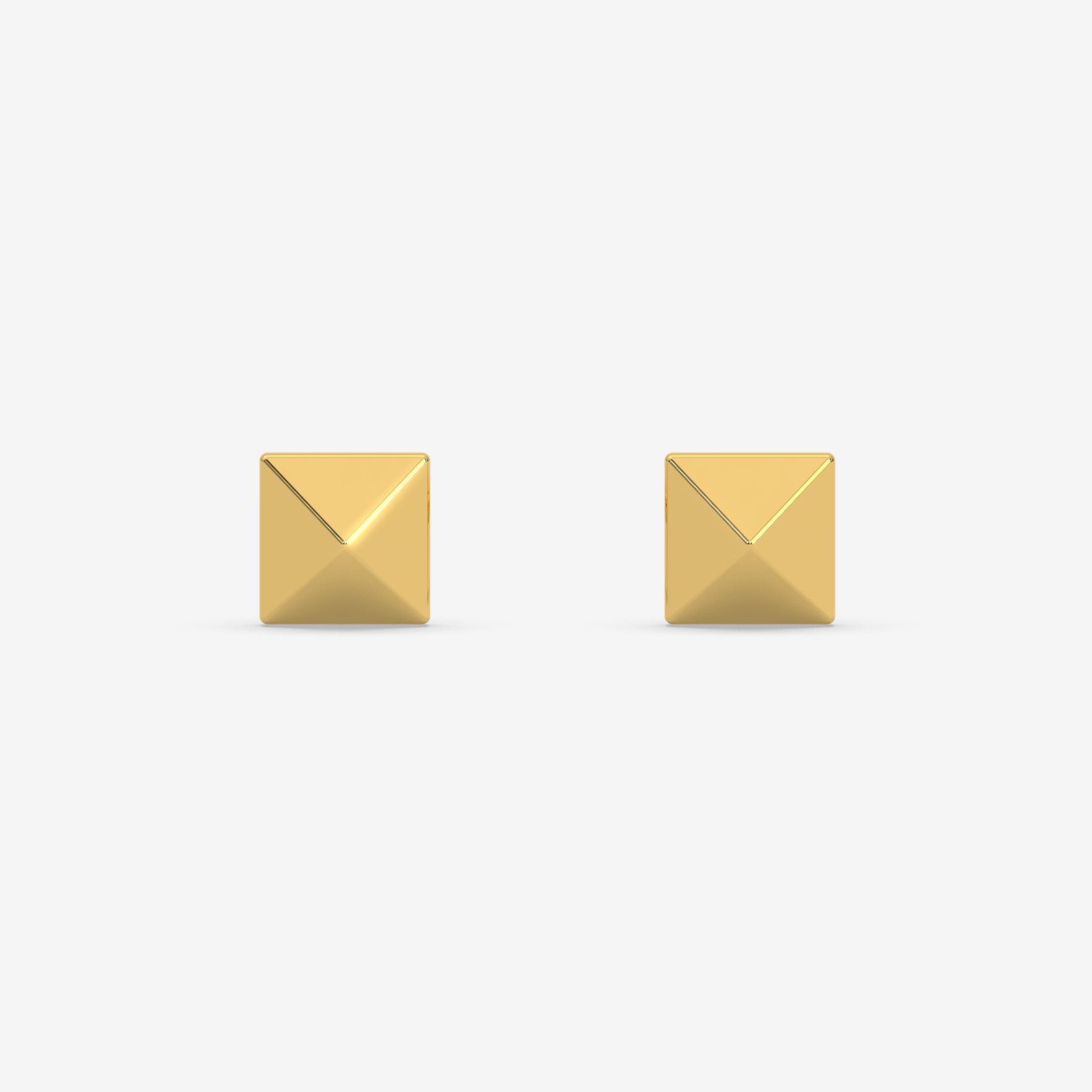 18K Gold Pyramid Stud Earrings | Modern Geometric Fine Jewelry