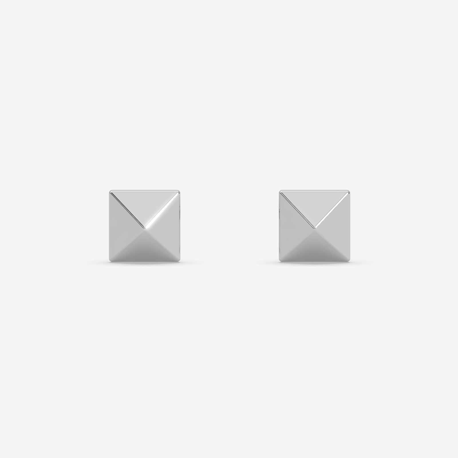 18K Gold Pyramid Stud Earrings | Modern Geometric Fine Jewelry
