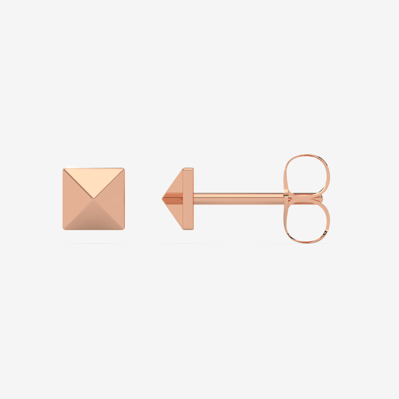 18K Gold Pyramid Stud Earrings | Modern Geometric Fine Jewelry