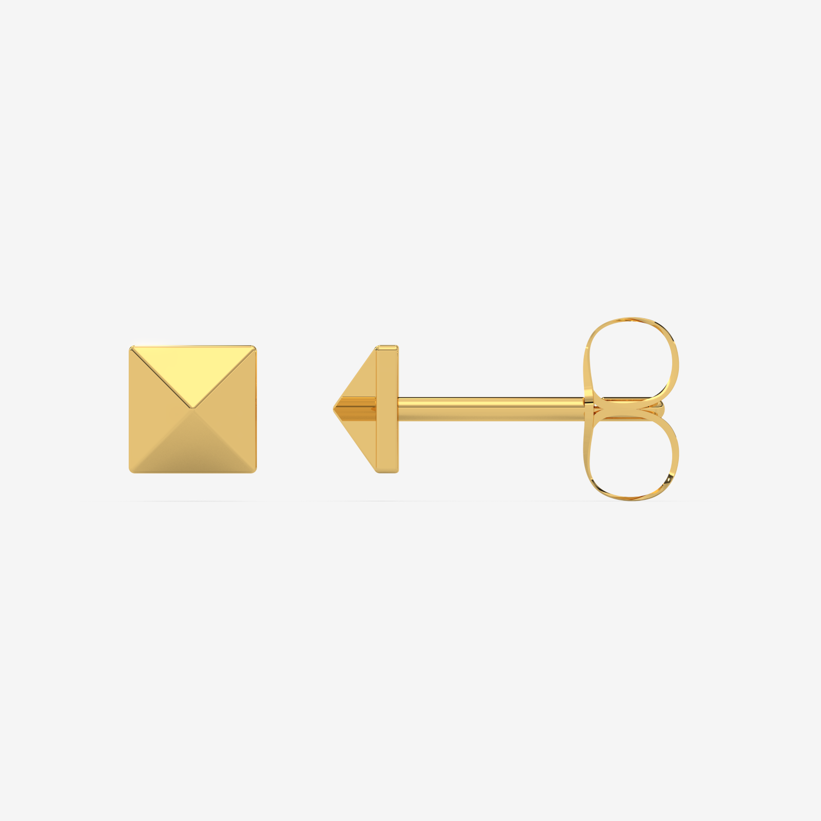 18K Gold Pyramid Stud Earrings | Modern Geometric Fine Jewelry