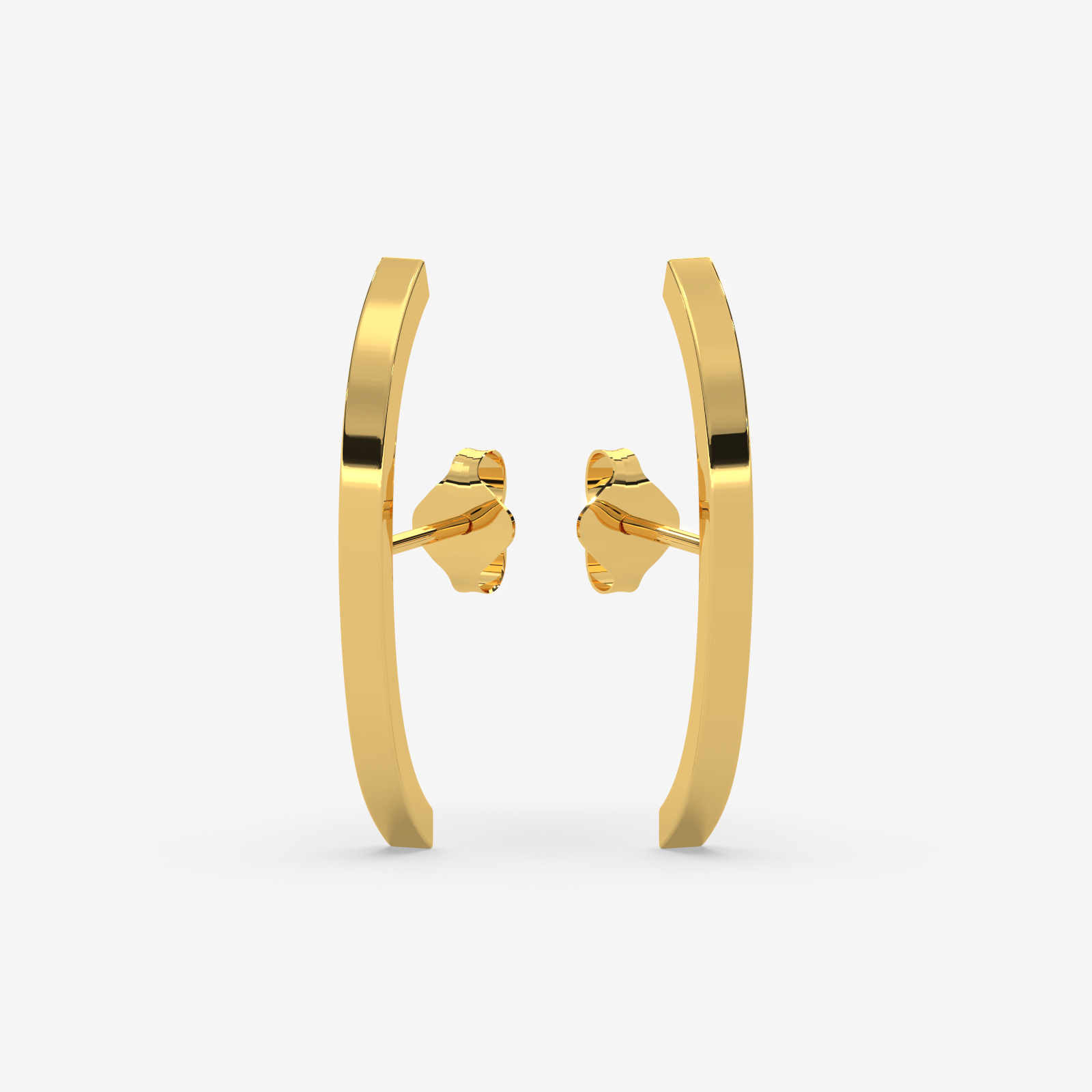 18K Gold Curved Bar Stud Earrings | Modern Minimalist Jewelry