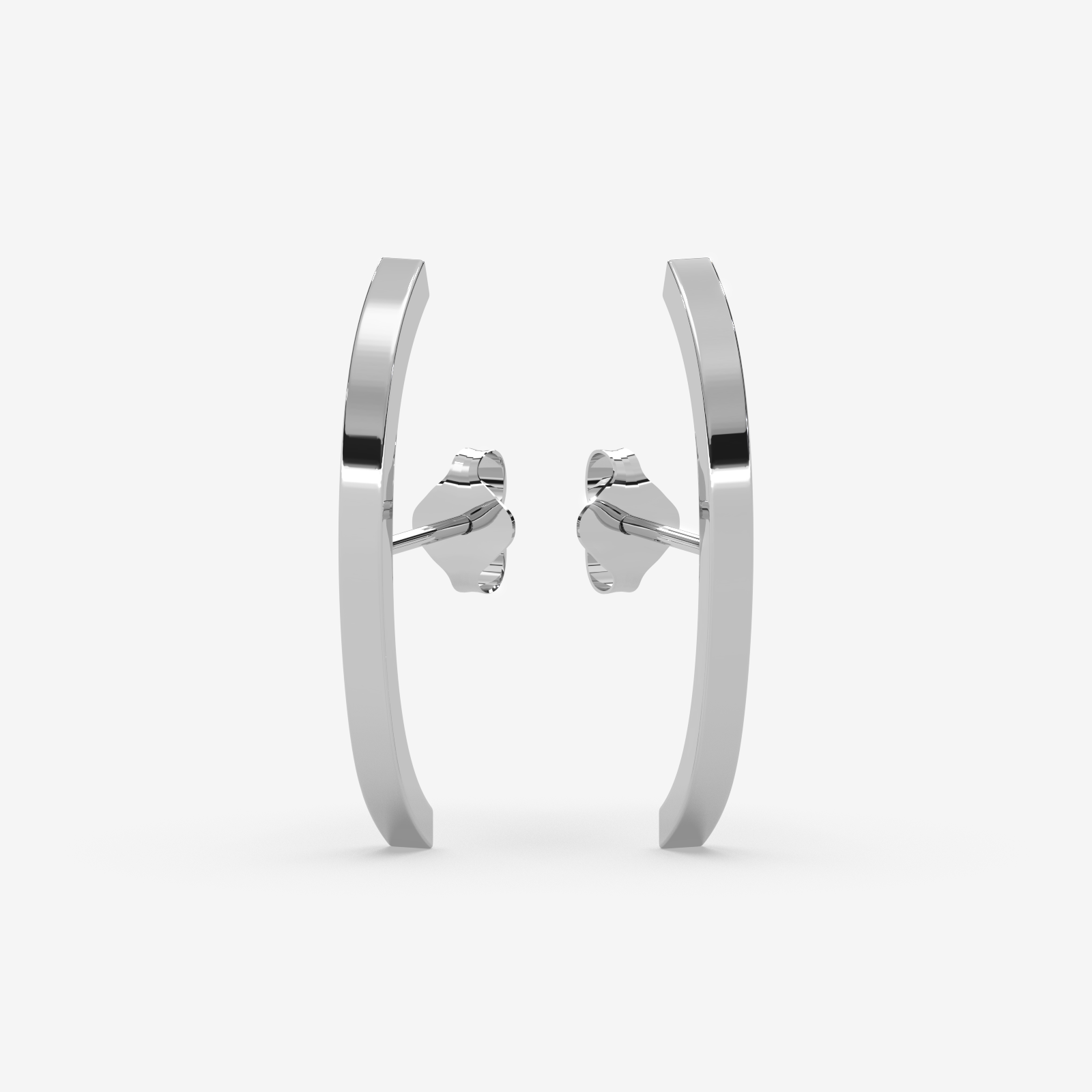 18K Gold Curved Bar Stud Earrings | Modern Minimalist Jewelry