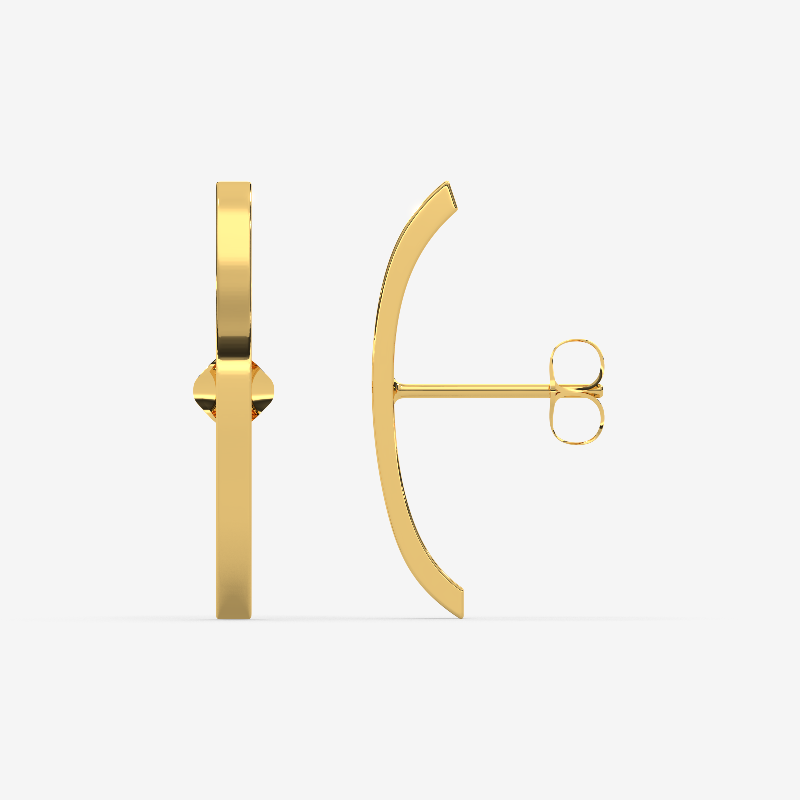 18K Gold Curved Bar Stud Earrings | Modern Minimalist Jewelry