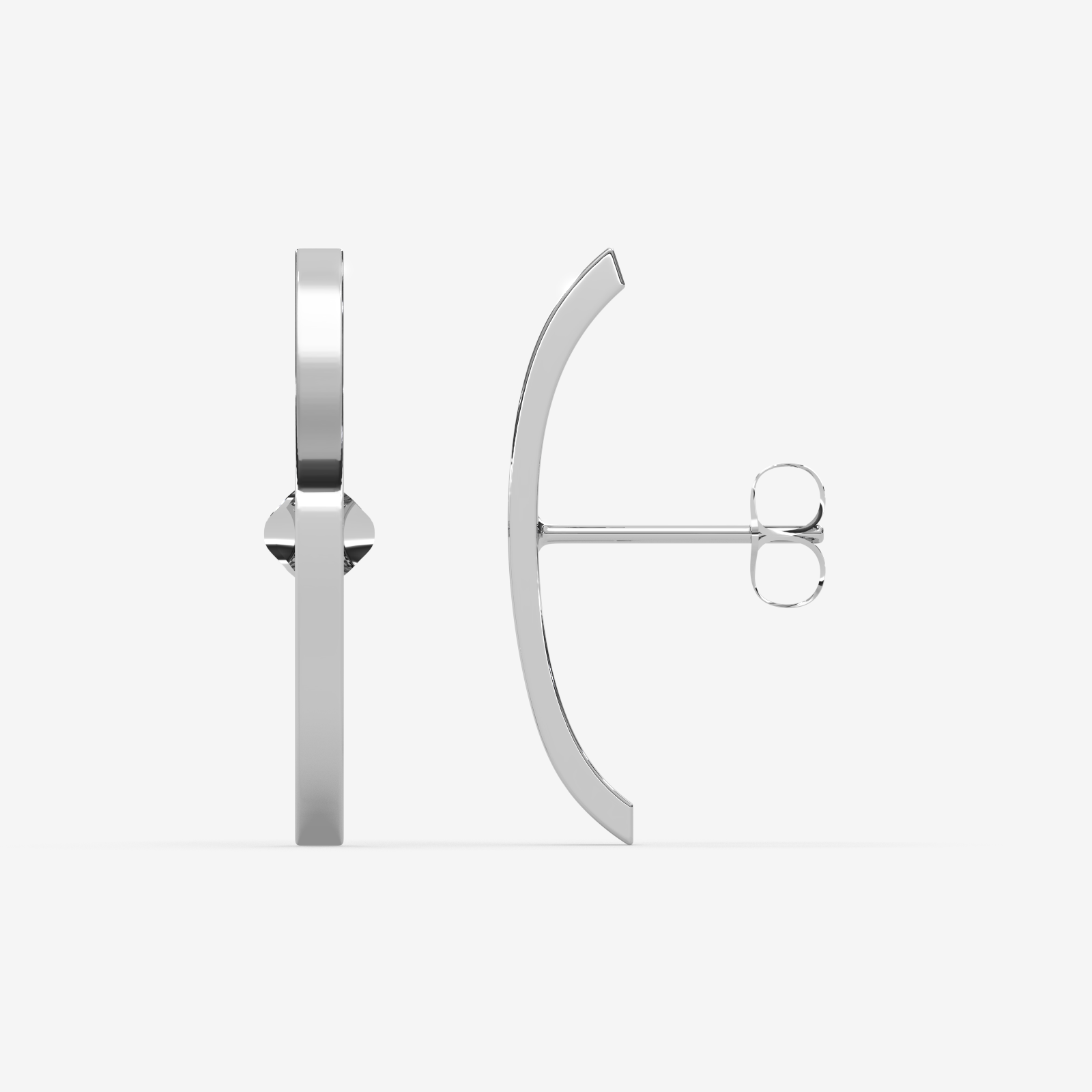 18K Gold Curved Bar Stud Earrings | Modern Minimalist Jewelry