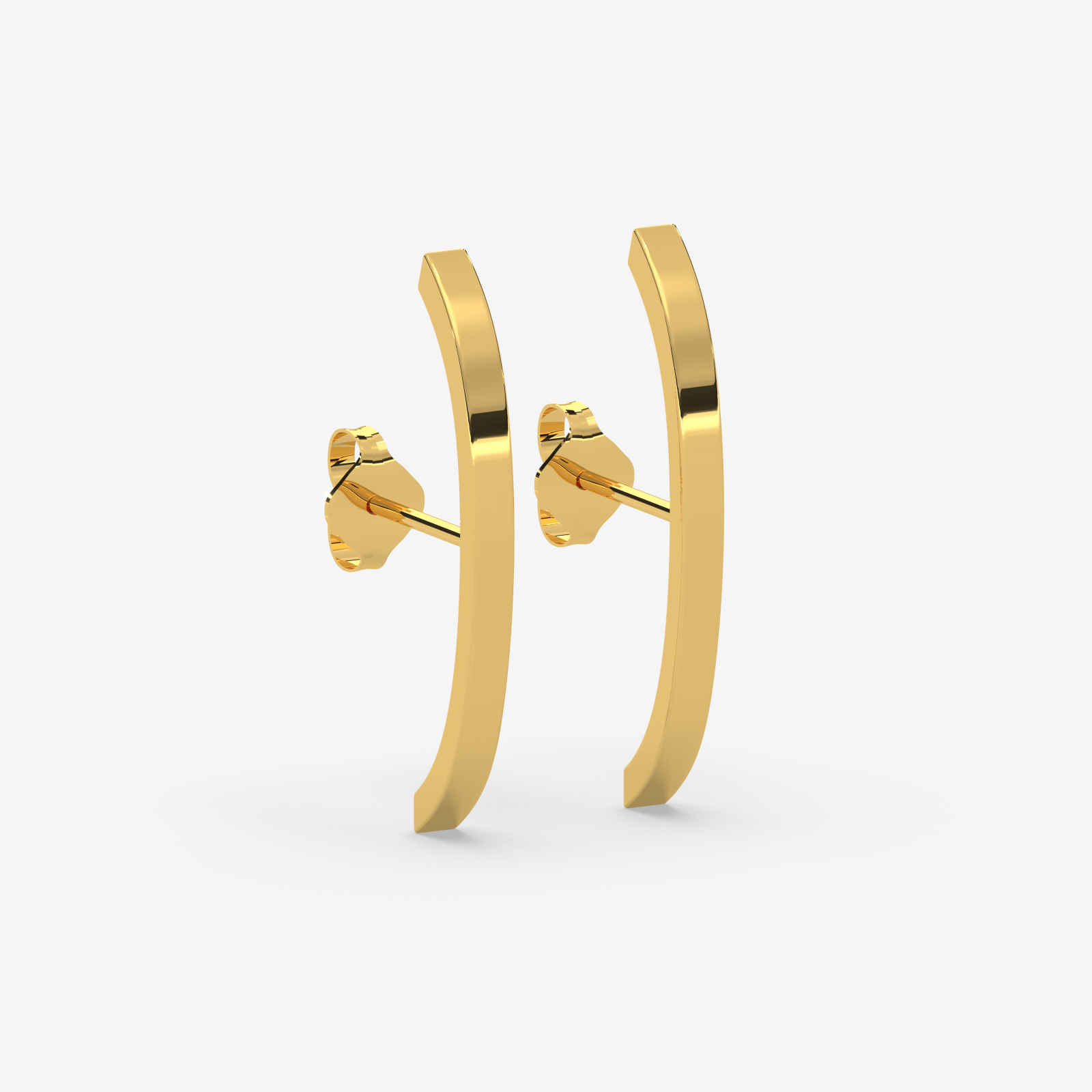 18K Gold Curved Bar Stud Earrings | Modern Minimalist Jewelry