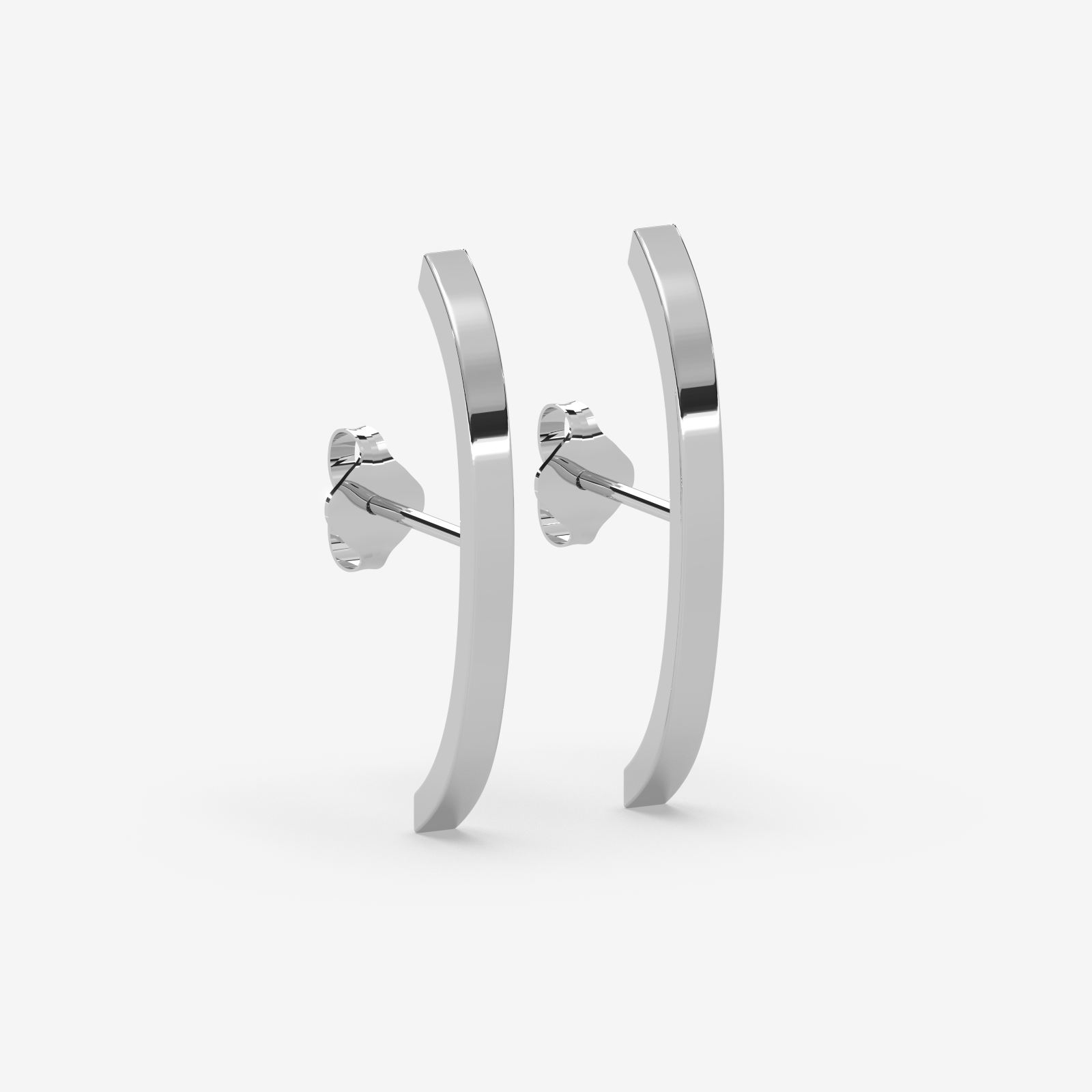 18K Gold Curved Bar Stud Earrings | Modern Minimalist Jewelry