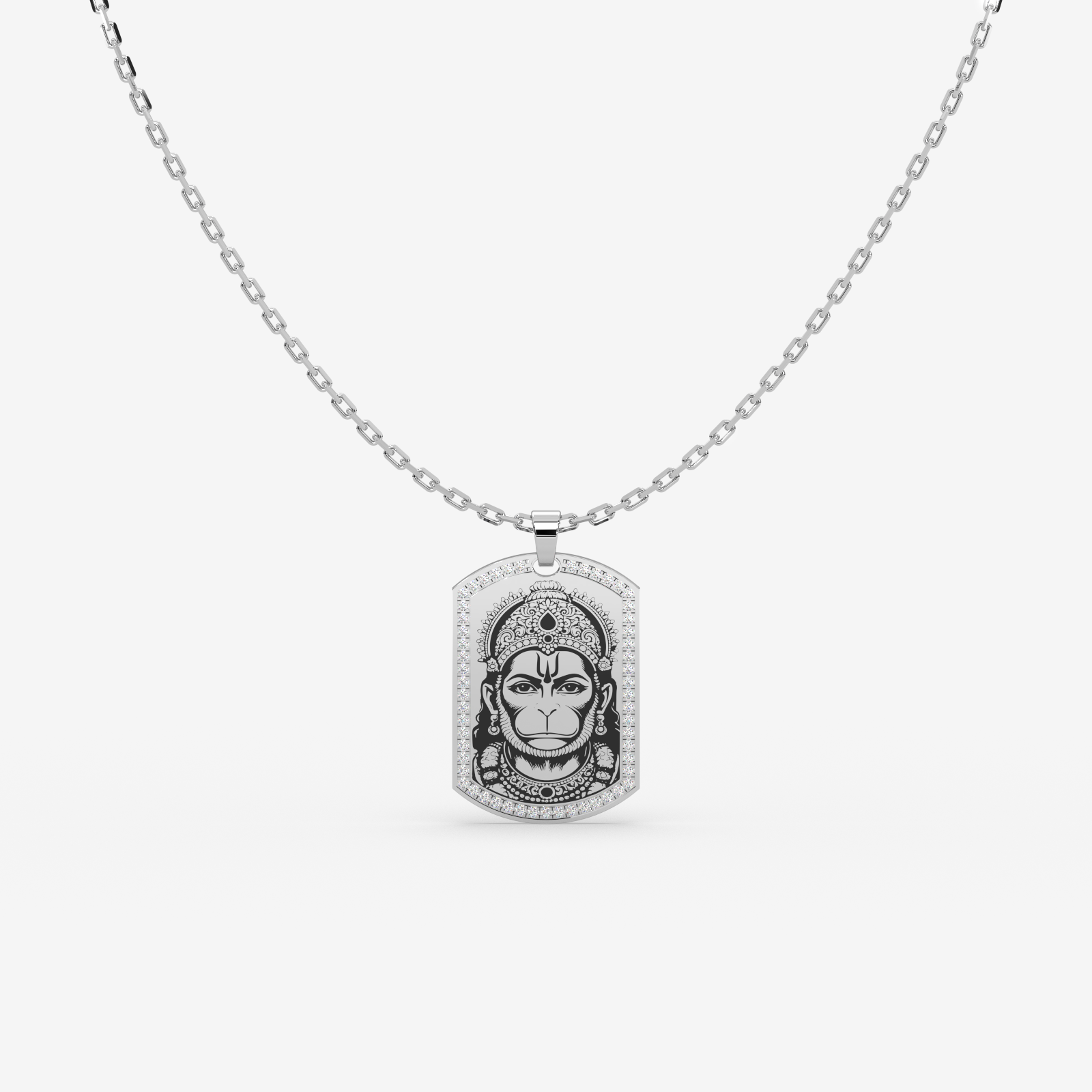 Men's 18k Gold Hanuman Diamond Pendant | Religious Spiritual Jewelry | Lord Hanuman Necklace with Inscribed Hanuman Chalisa