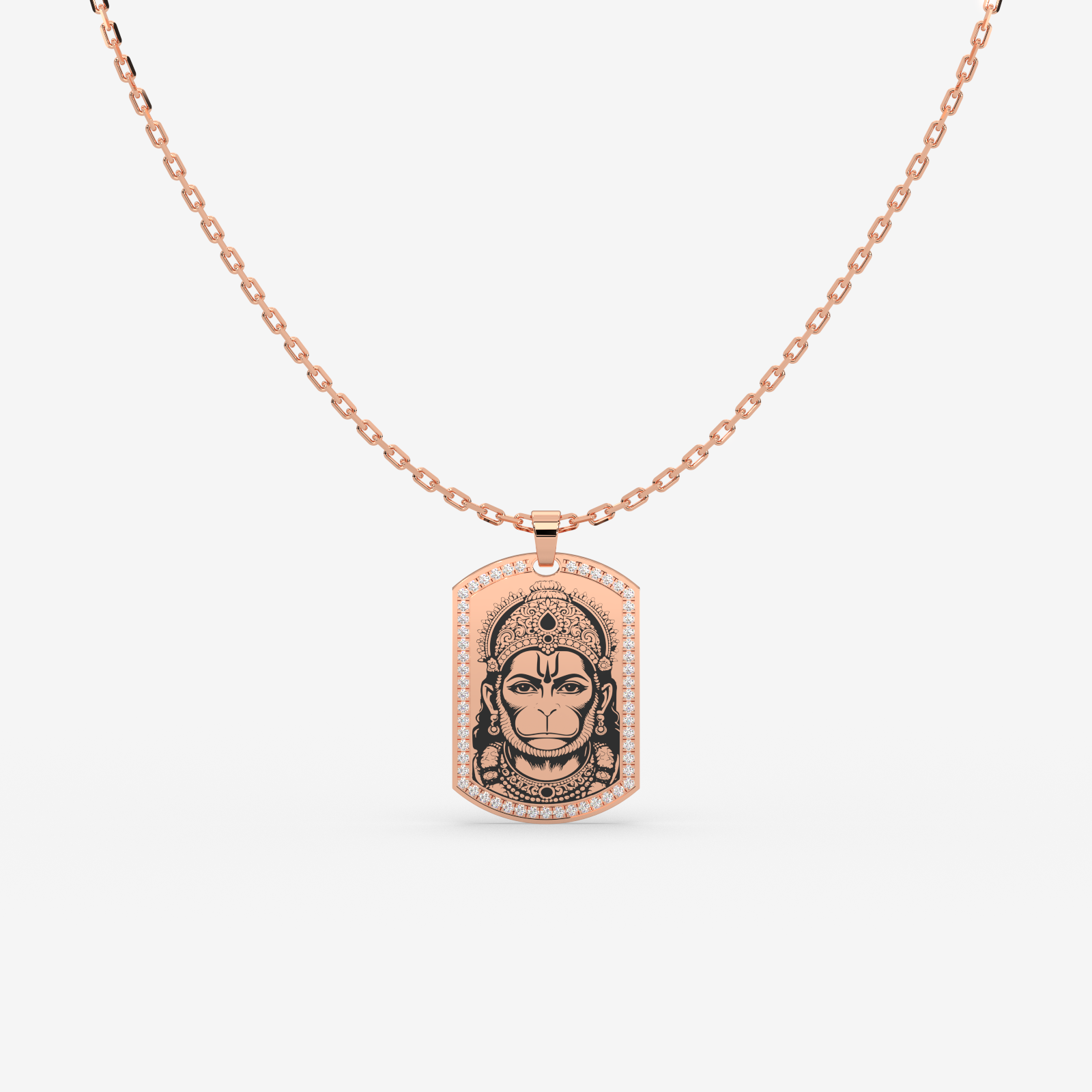 Men's 18k Gold Hanuman Diamond Pendant | Religious Spiritual Jewelry | Lord Hanuman Necklace with Inscribed Hanuman Chalisa
