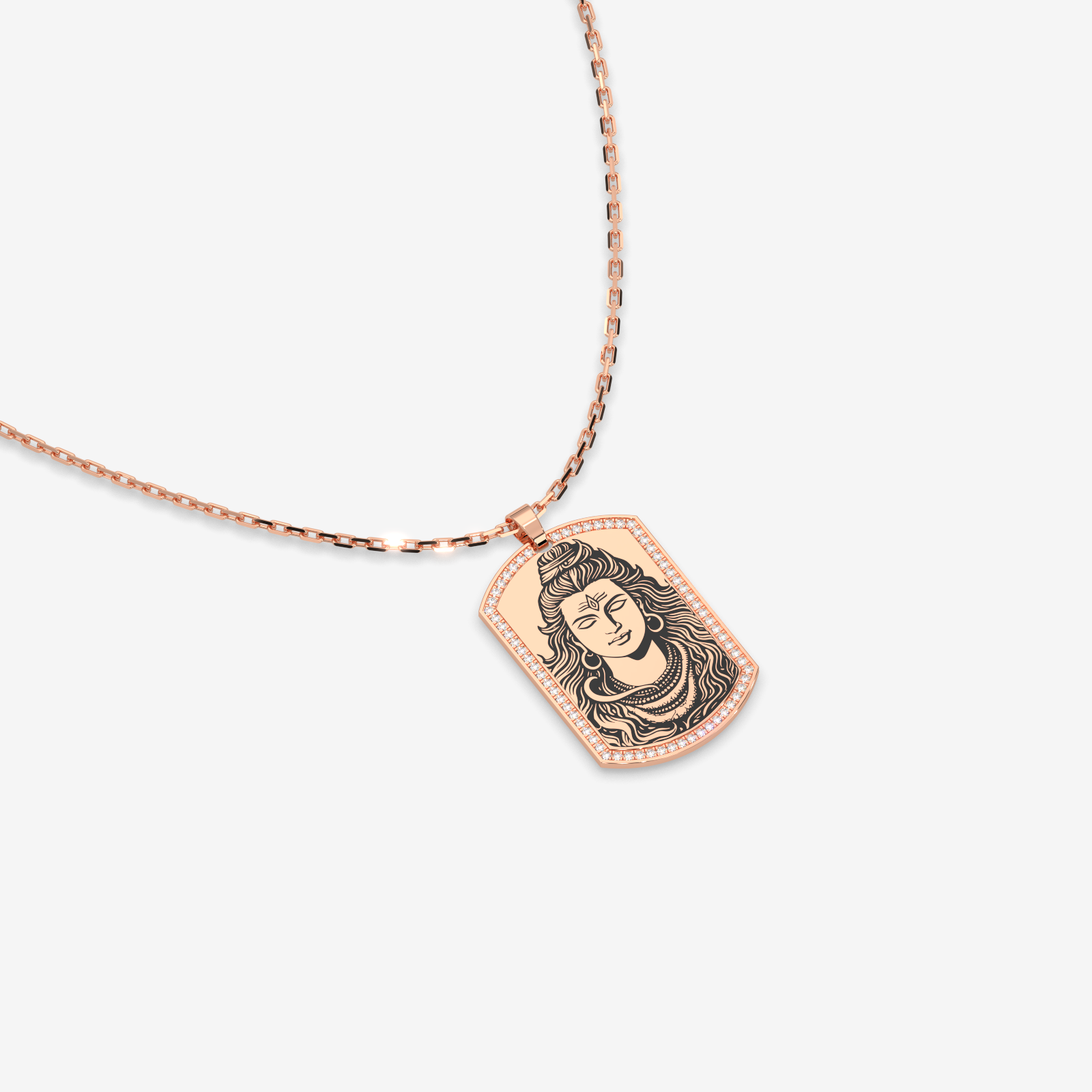 Men’s 18k Gold Shiva Diamond Pendant | Maha Mrityunjay Mantra Religious Jewelry
