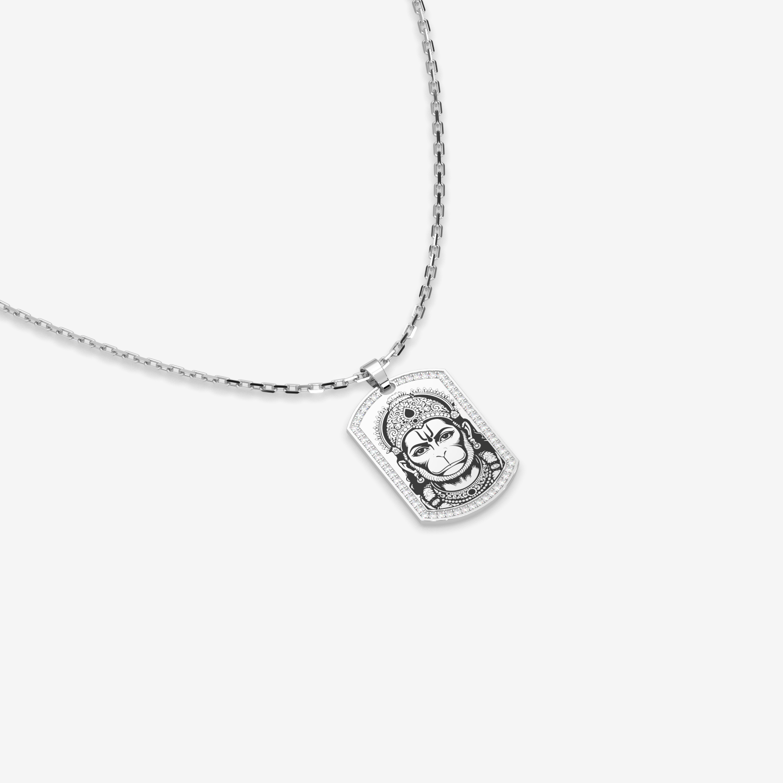 Men's 18k Gold Hanuman Diamond Pendant | Religious Spiritual Jewelry | Lord Hanuman Necklace with Inscribed Hanuman Chalisa
