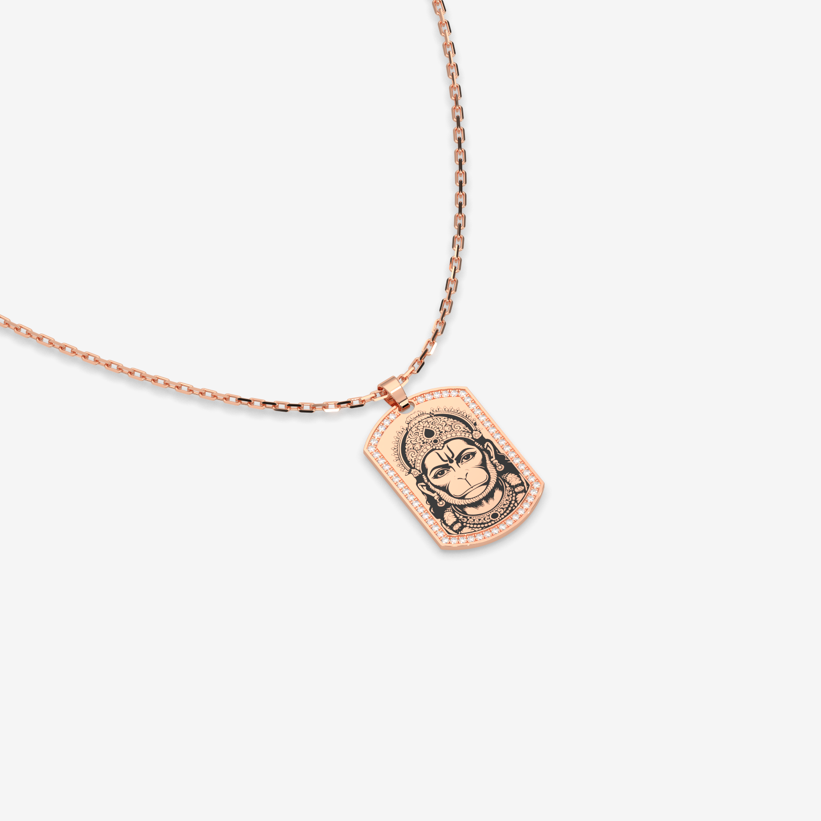 Men's 18k Gold Hanuman Diamond Pendant | Religious Spiritual Jewelry | Lord Hanuman Necklace with Inscribed Hanuman Chalisa