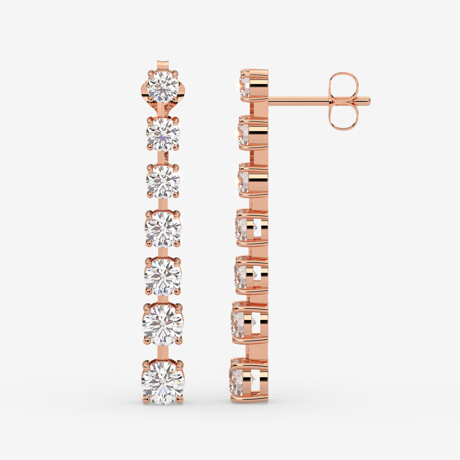 18K Gold Linear Diamond Drop Earrings