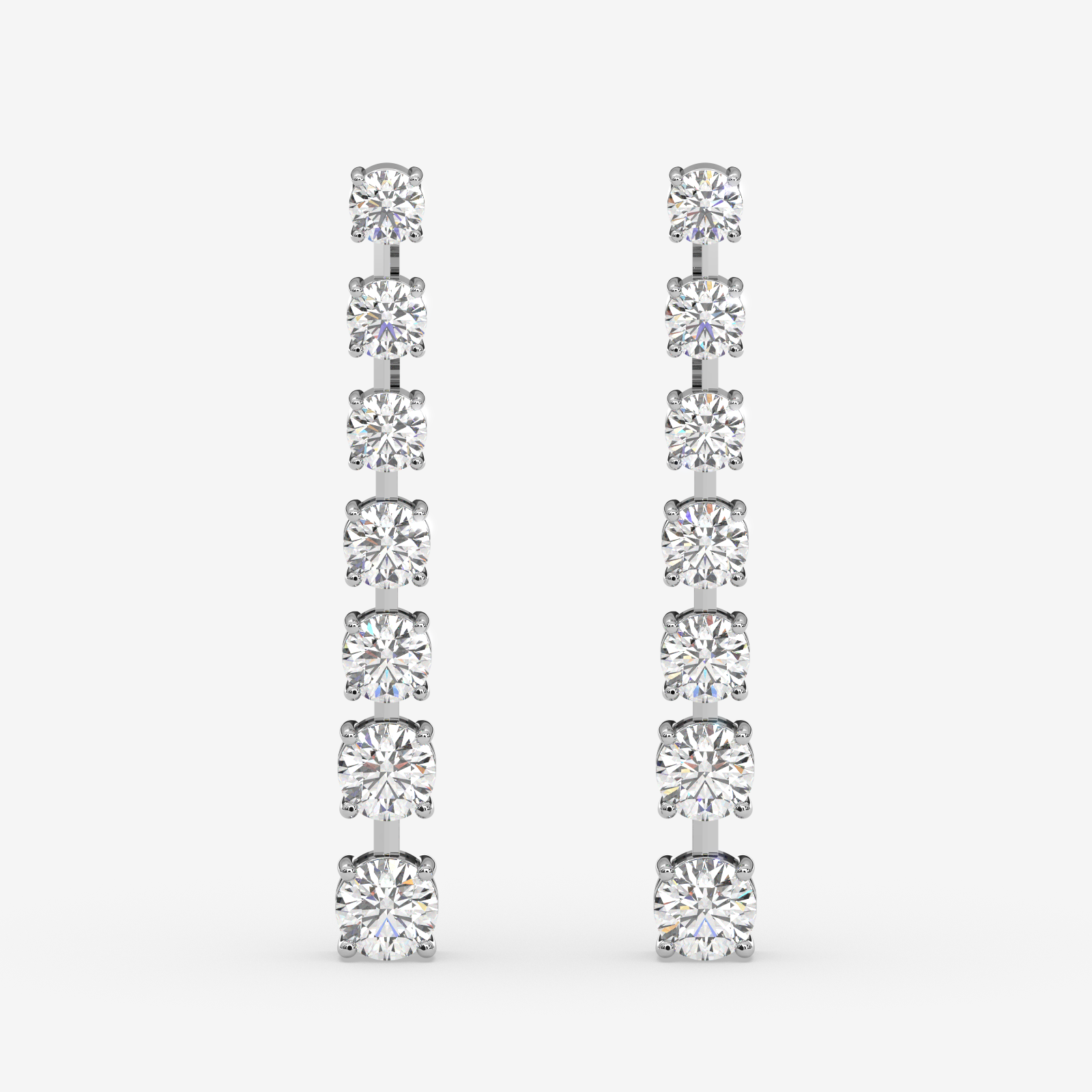 18K Gold Linear Diamond Drop Earrings