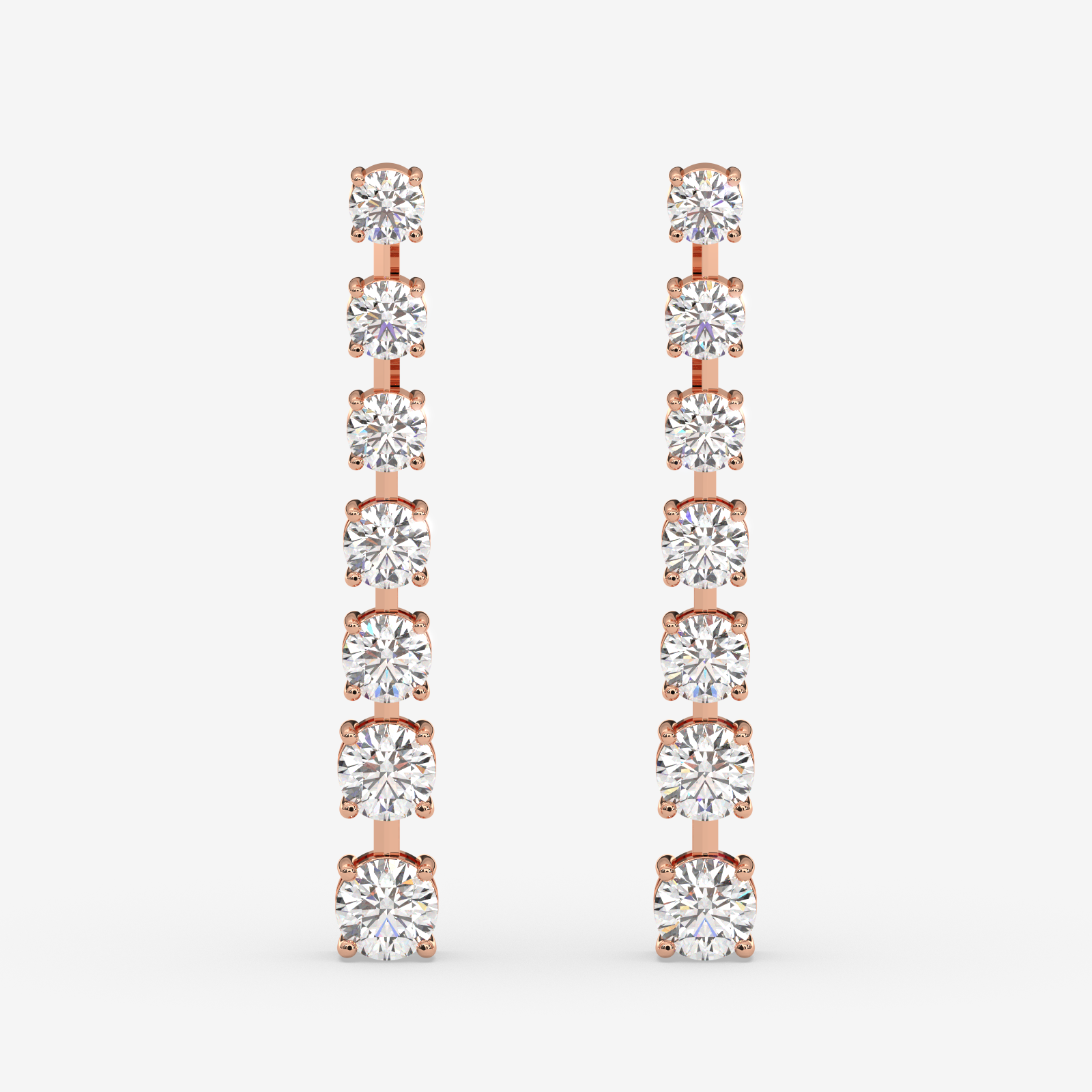 18K Gold Linear Diamond Drop Earrings