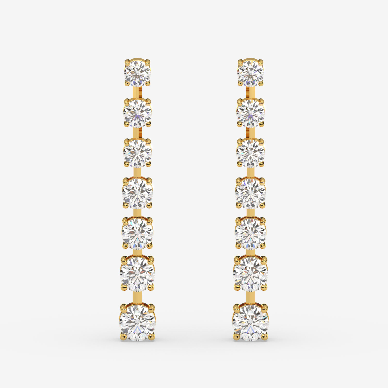 18K Gold Linear Diamond Drop Earrings