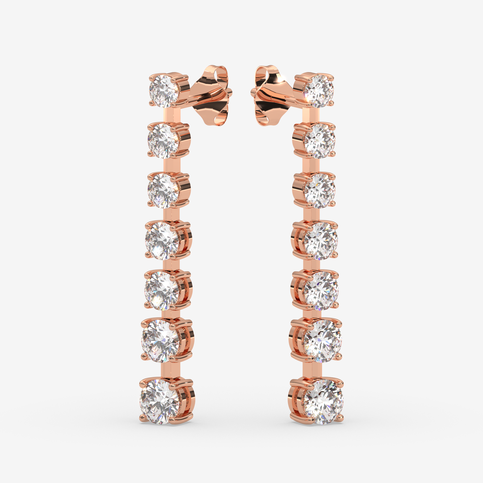 18K Gold Linear Diamond Drop Earrings