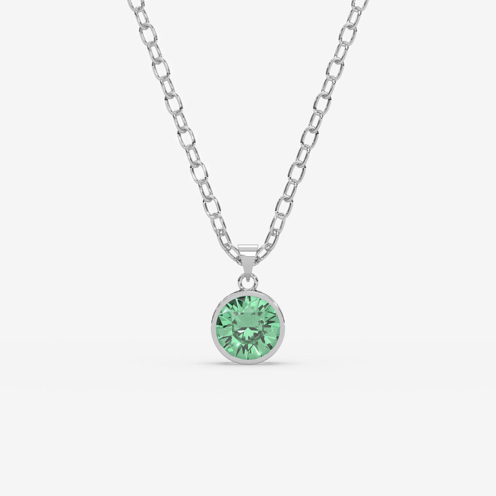 18K Gold Emerald Solitaire Bezel Pendant Necklace