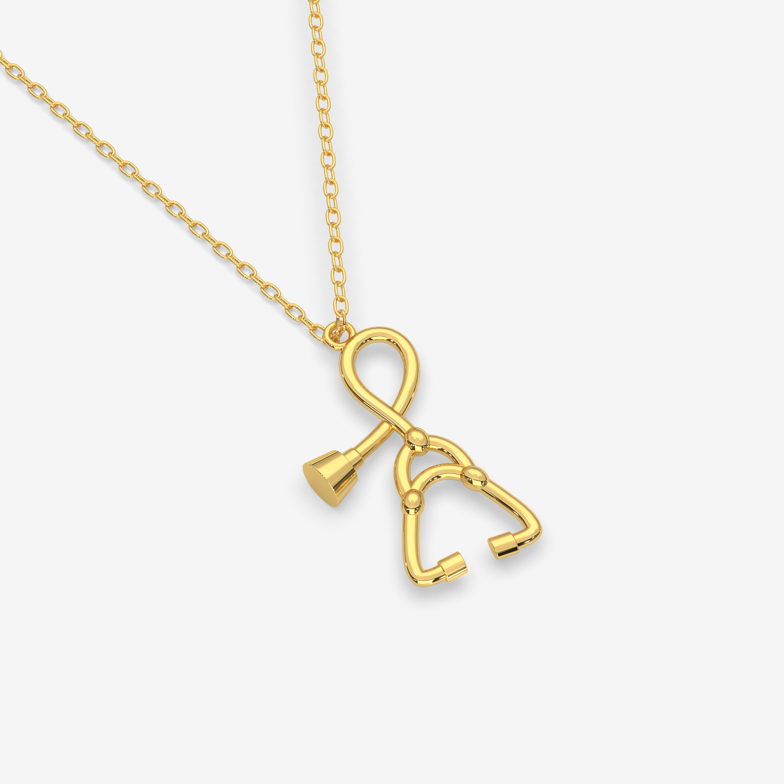 18K Gold Stethoscope Necklace - Dainty Medical Jewelry for Doctors & Nurses