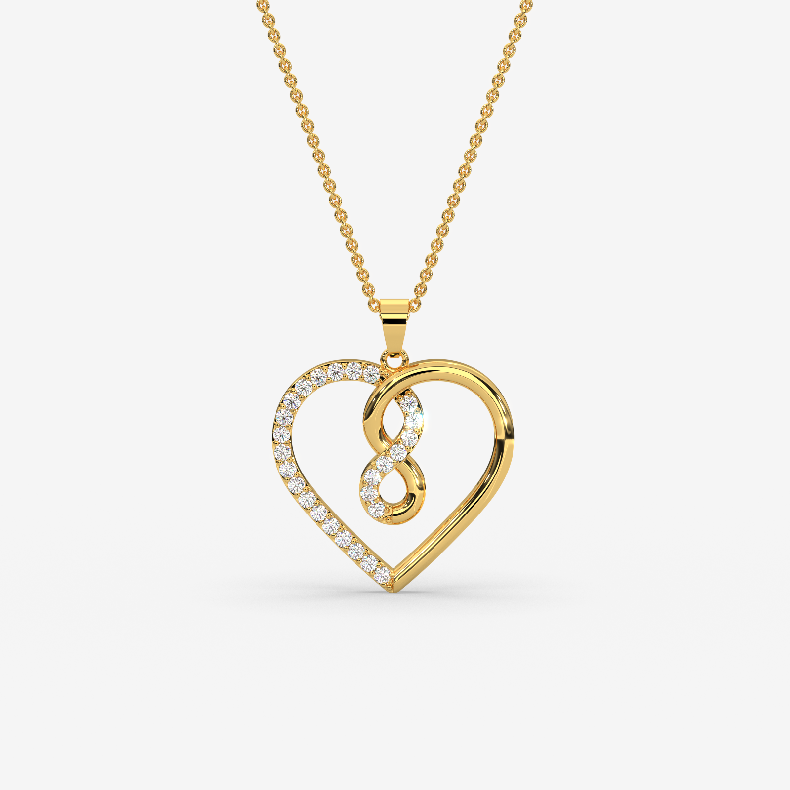 18K Gold Infinity Heart Pendant Diamond Necklace | Eternal Love Jewelry