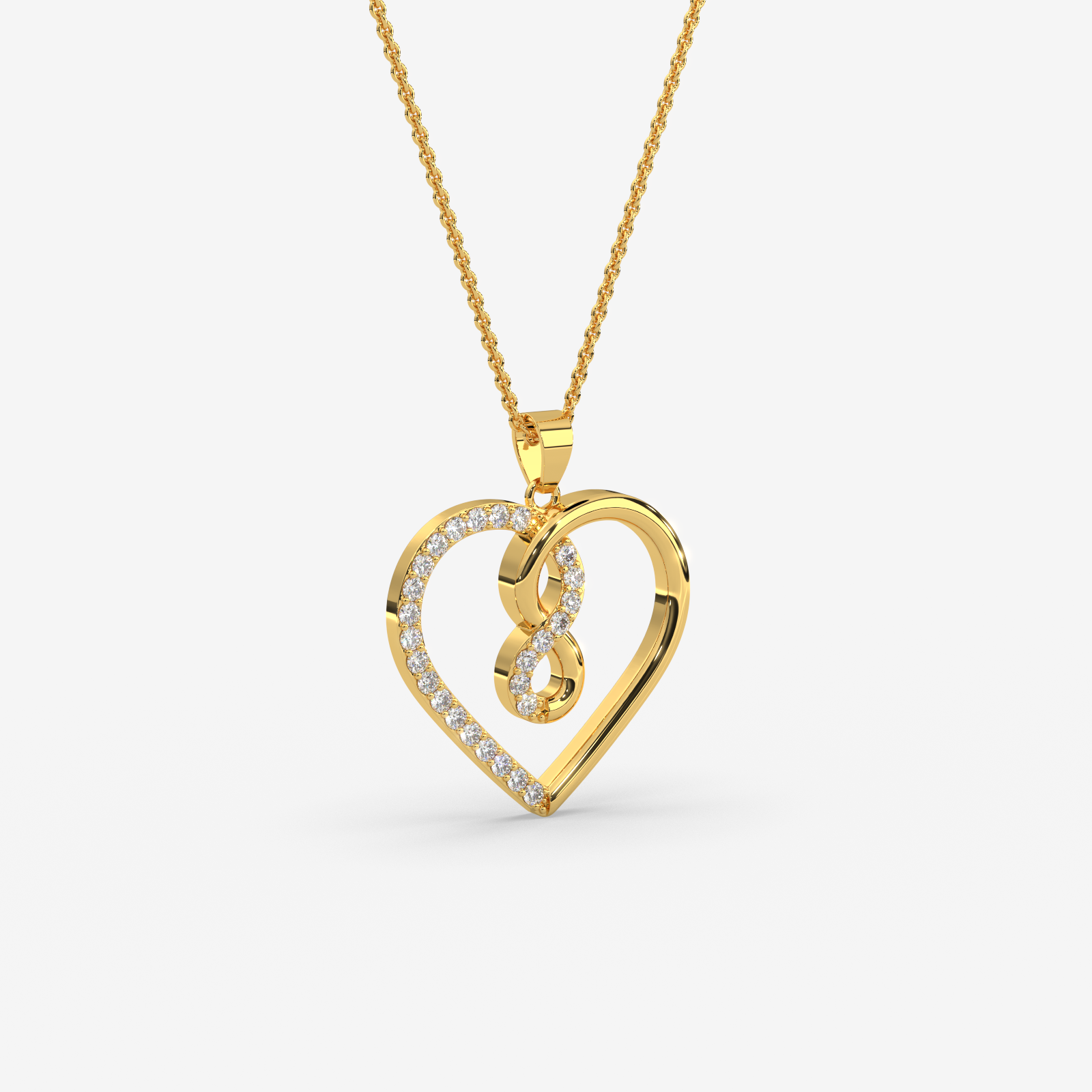 18K Gold Infinity Heart Pendant Diamond Necklace | Eternal Love Jewelry