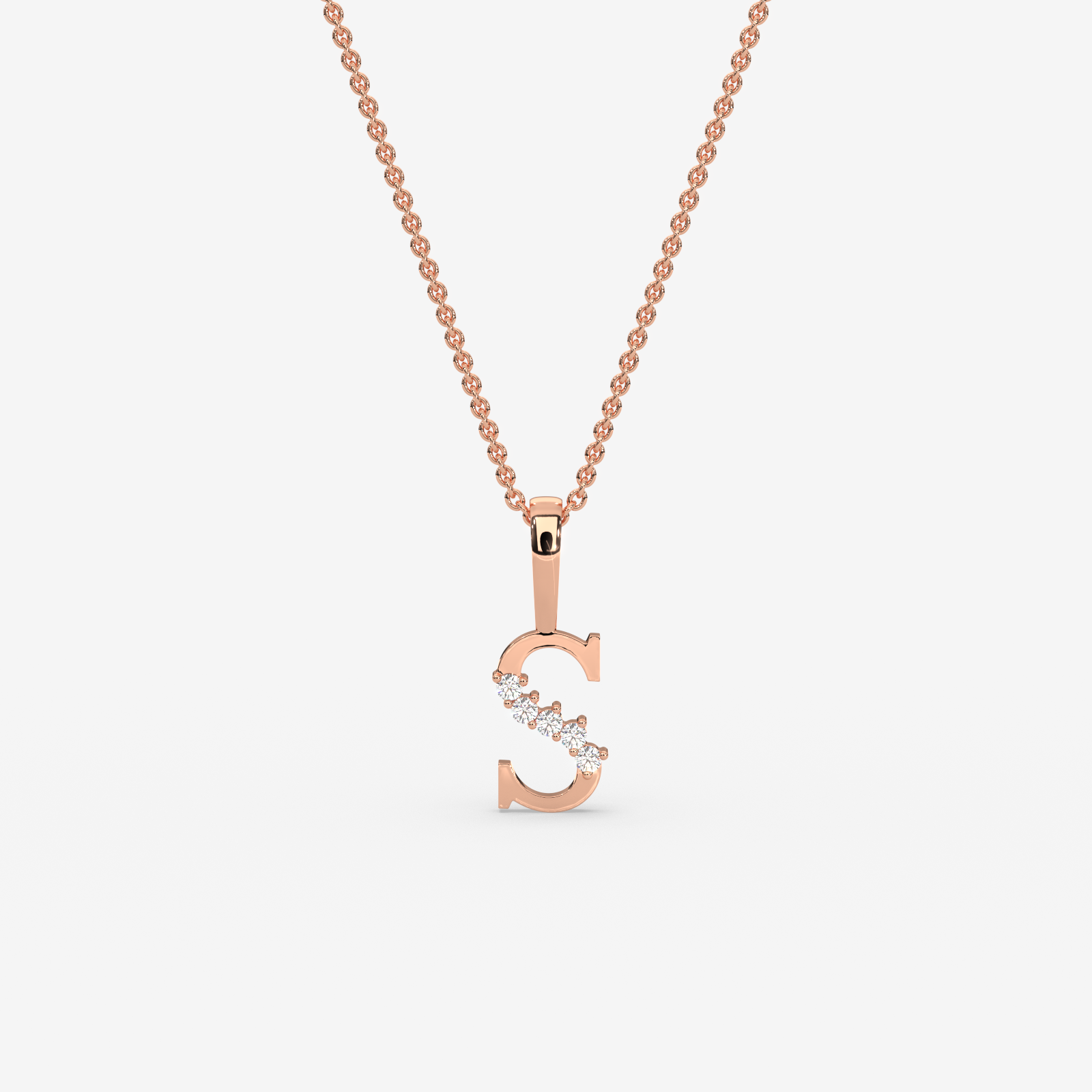 18k Gold Diamond "S" Initial Pendant Necklace | Personalized Alphabet Jewelry