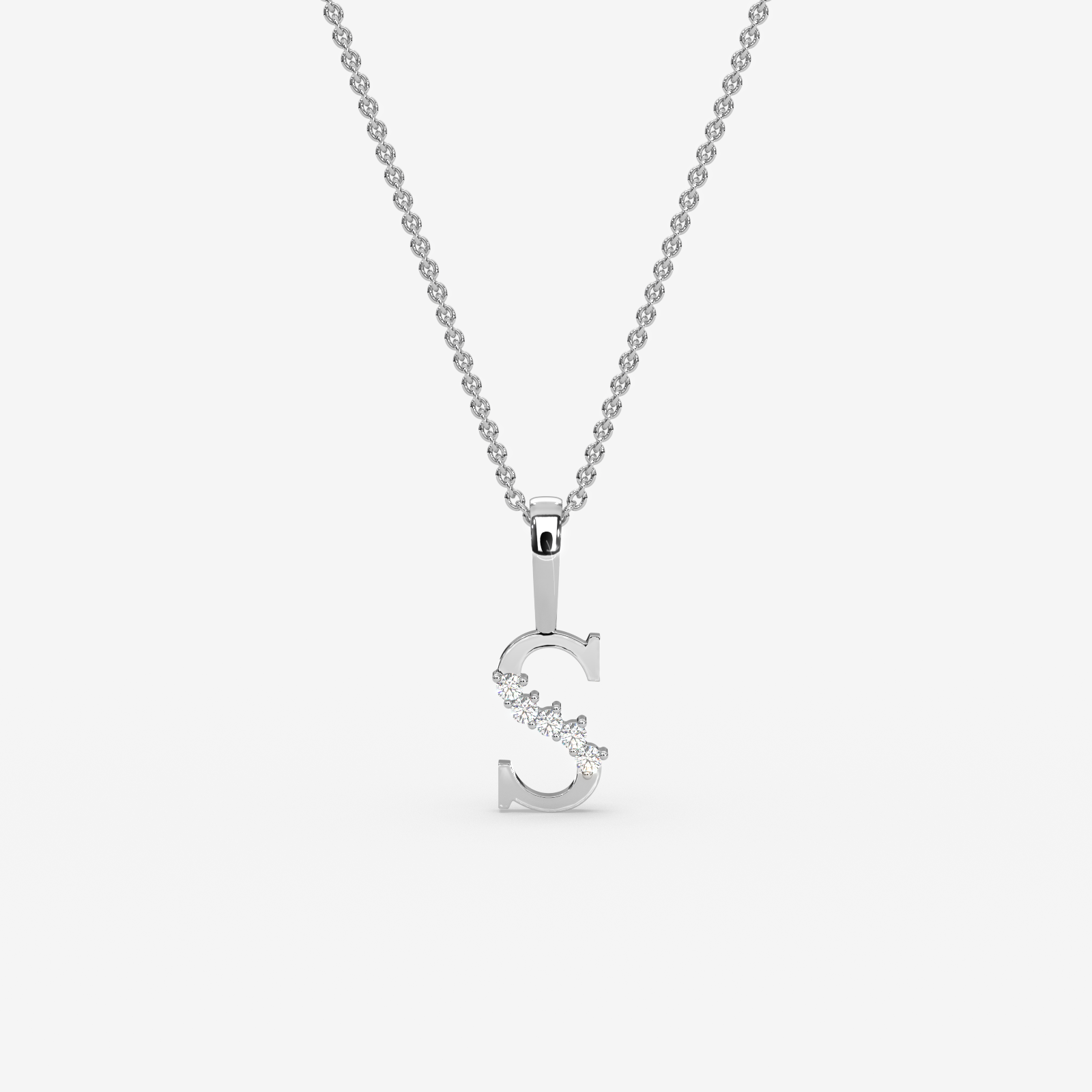18k Gold Diamond "S" Initial Pendant Necklace | Personalized Alphabet Jewelry