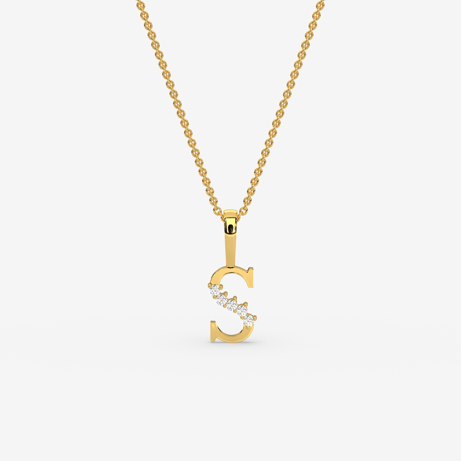 18k Gold Diamond "S" Initial Pendant Necklace | Personalized Alphabet Jewelry