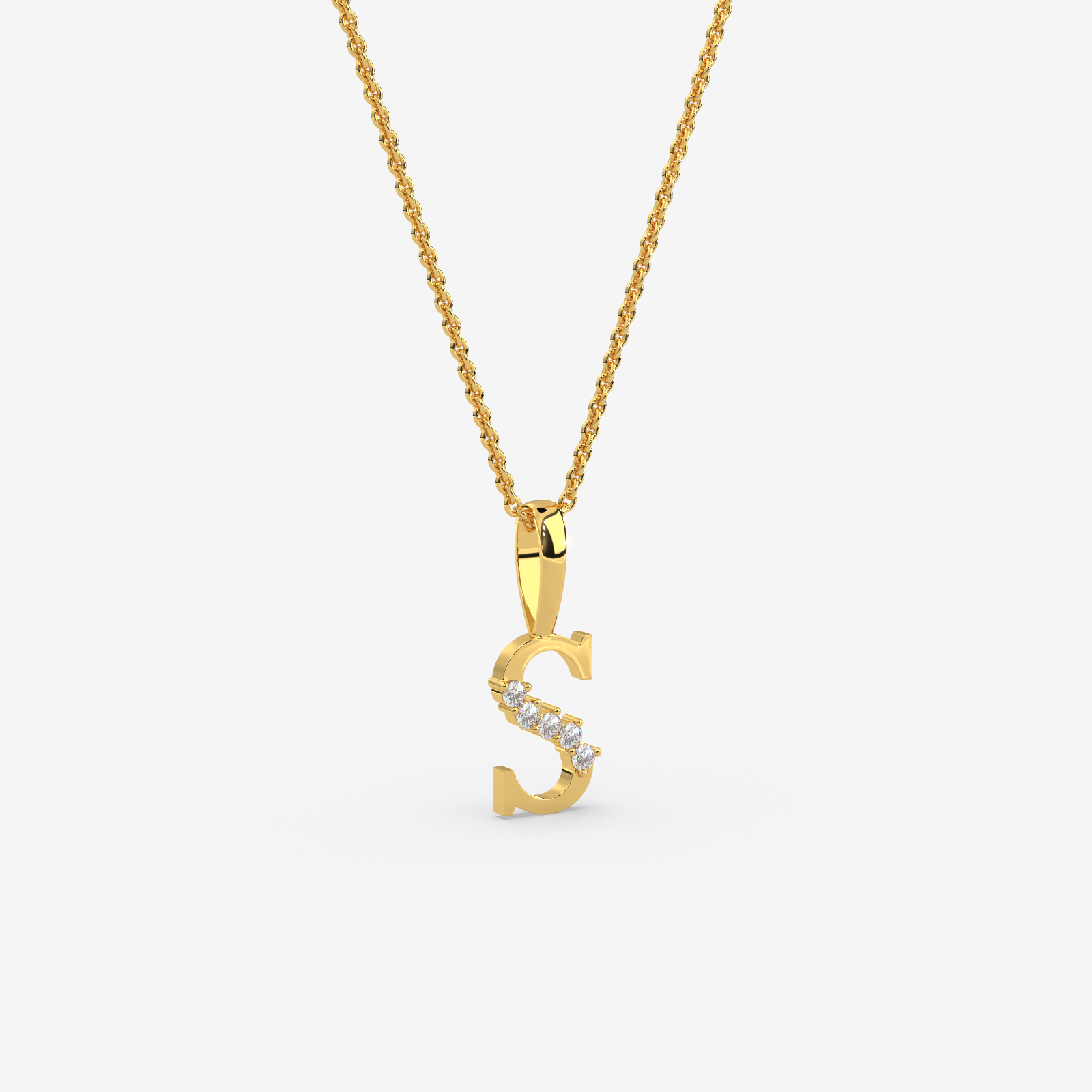 18k Gold Diamond "S" Initial Pendant Necklace | Personalized Alphabet Jewelry