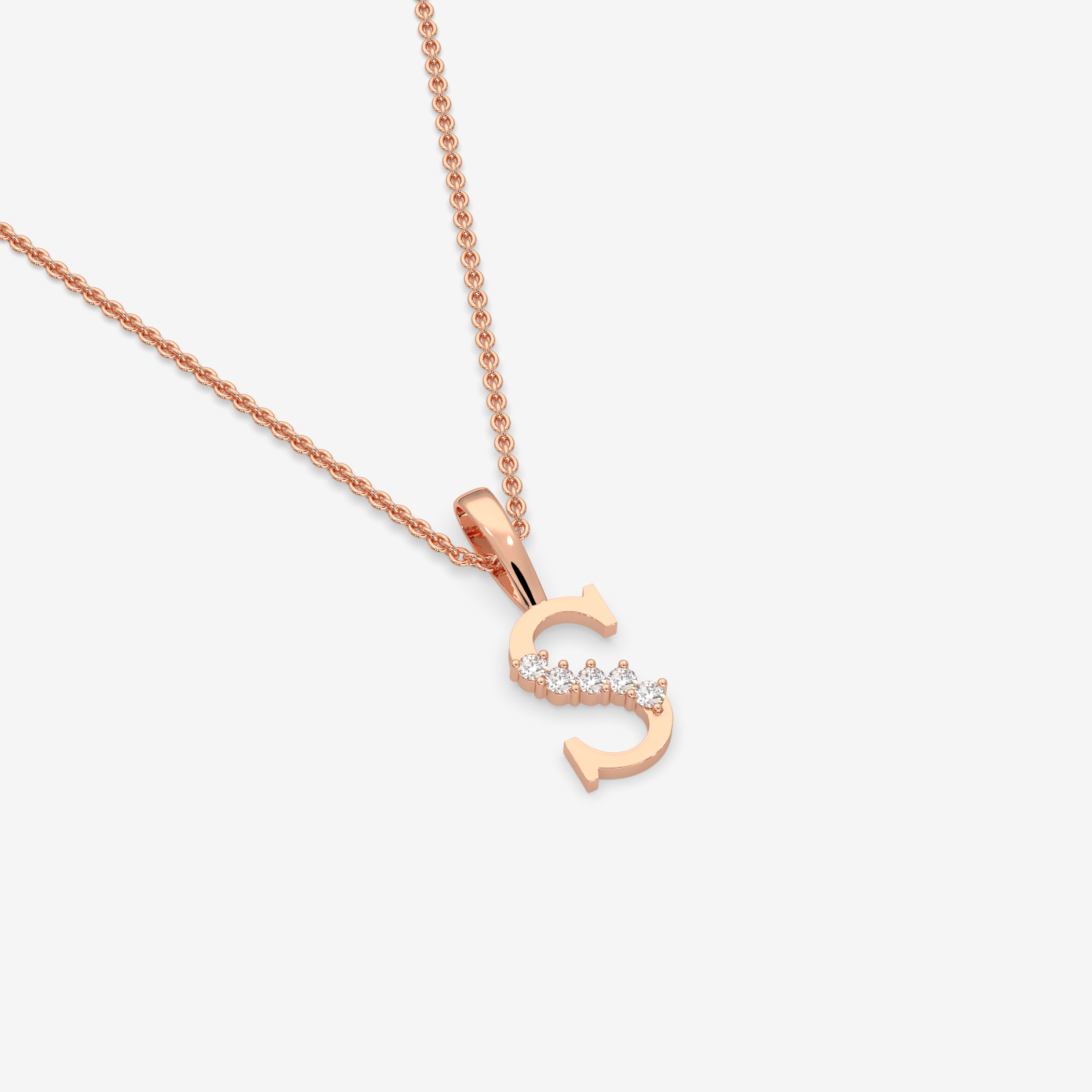 18k Gold Diamond "S" Initial Pendant Necklace | Personalized Alphabet Jewelry