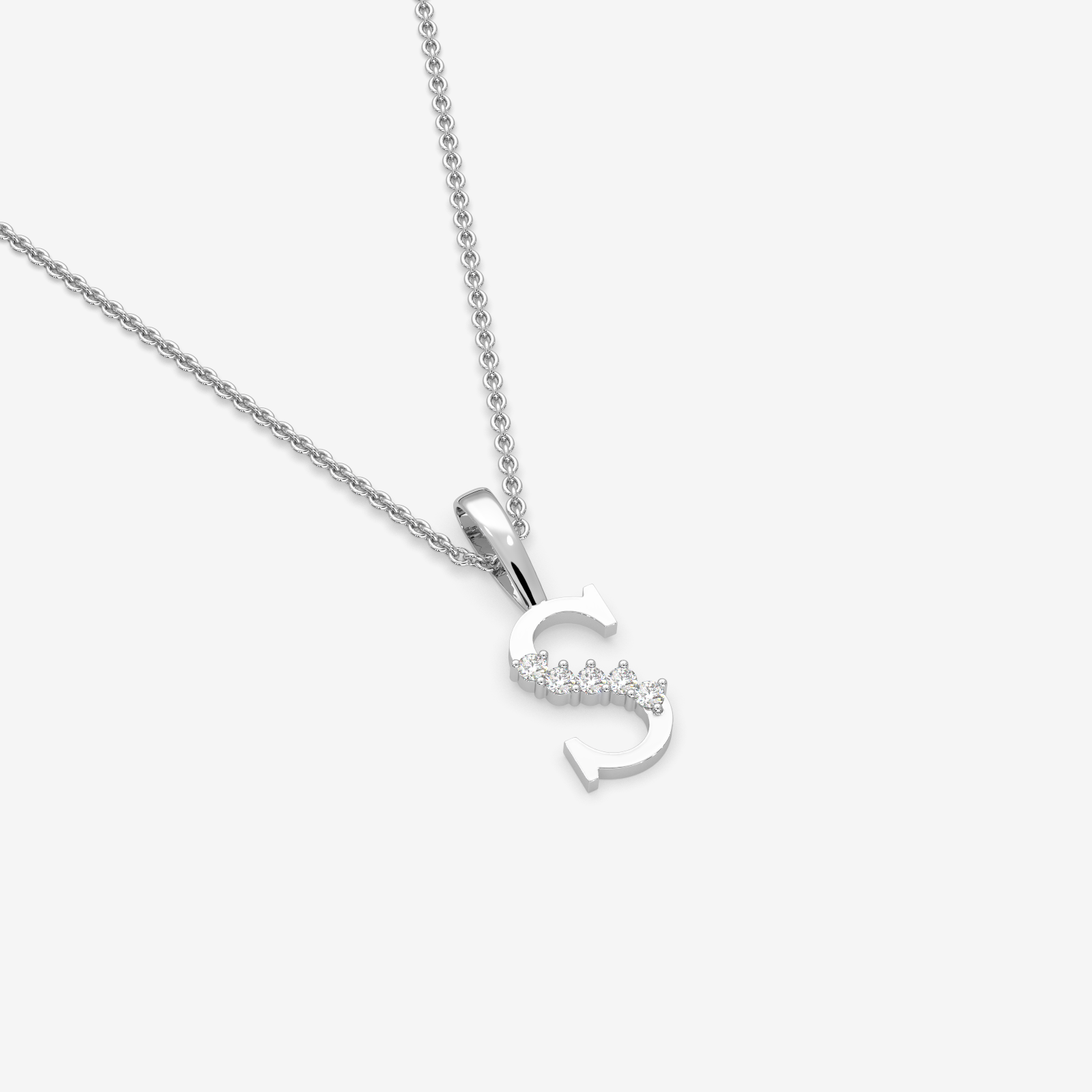 18k Gold Diamond "S" Initial Pendant Necklace | Personalized Alphabet Jewelry