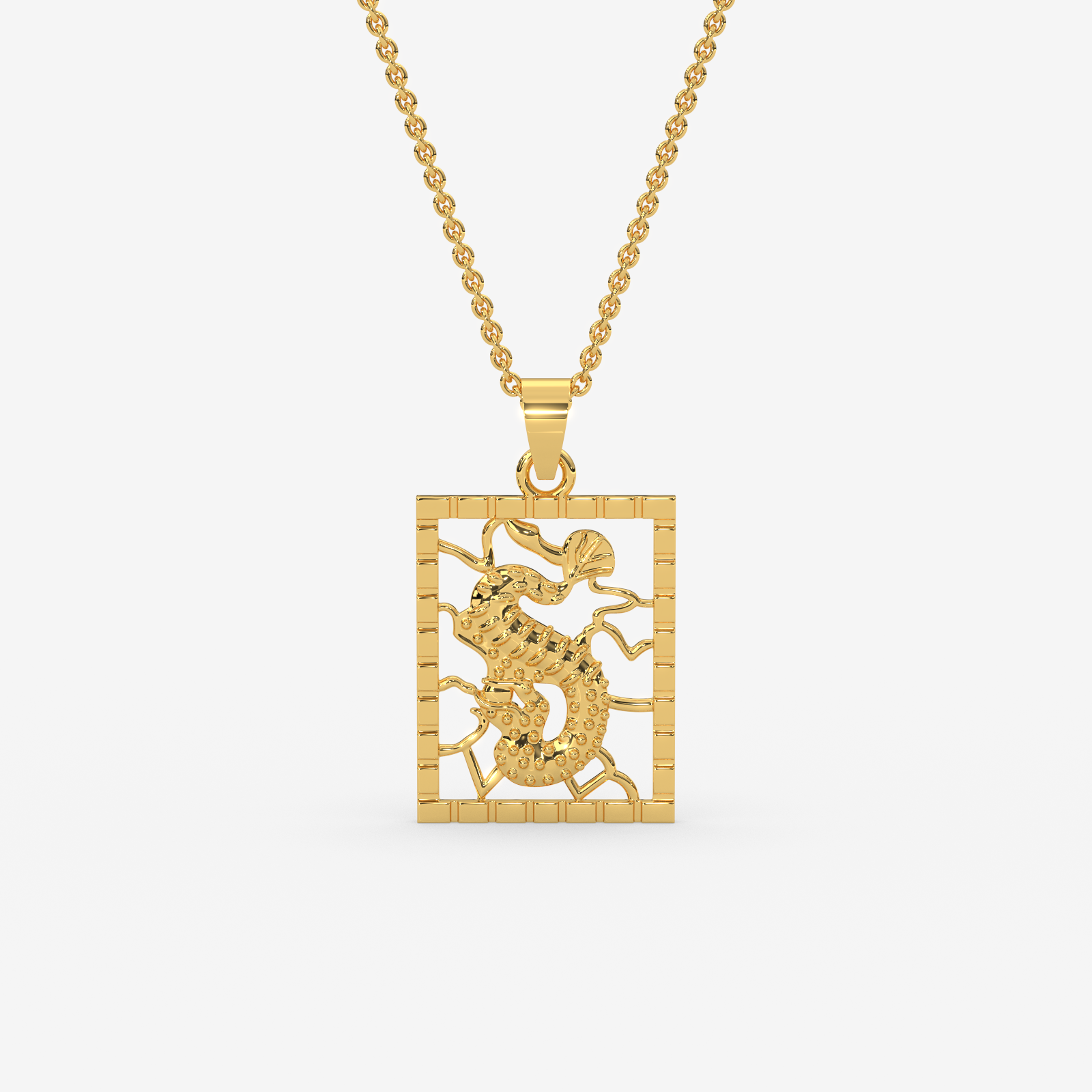 18K Gold Dragon Plaque Pendant Necklace | Chinese Style Auspicious Jewelry