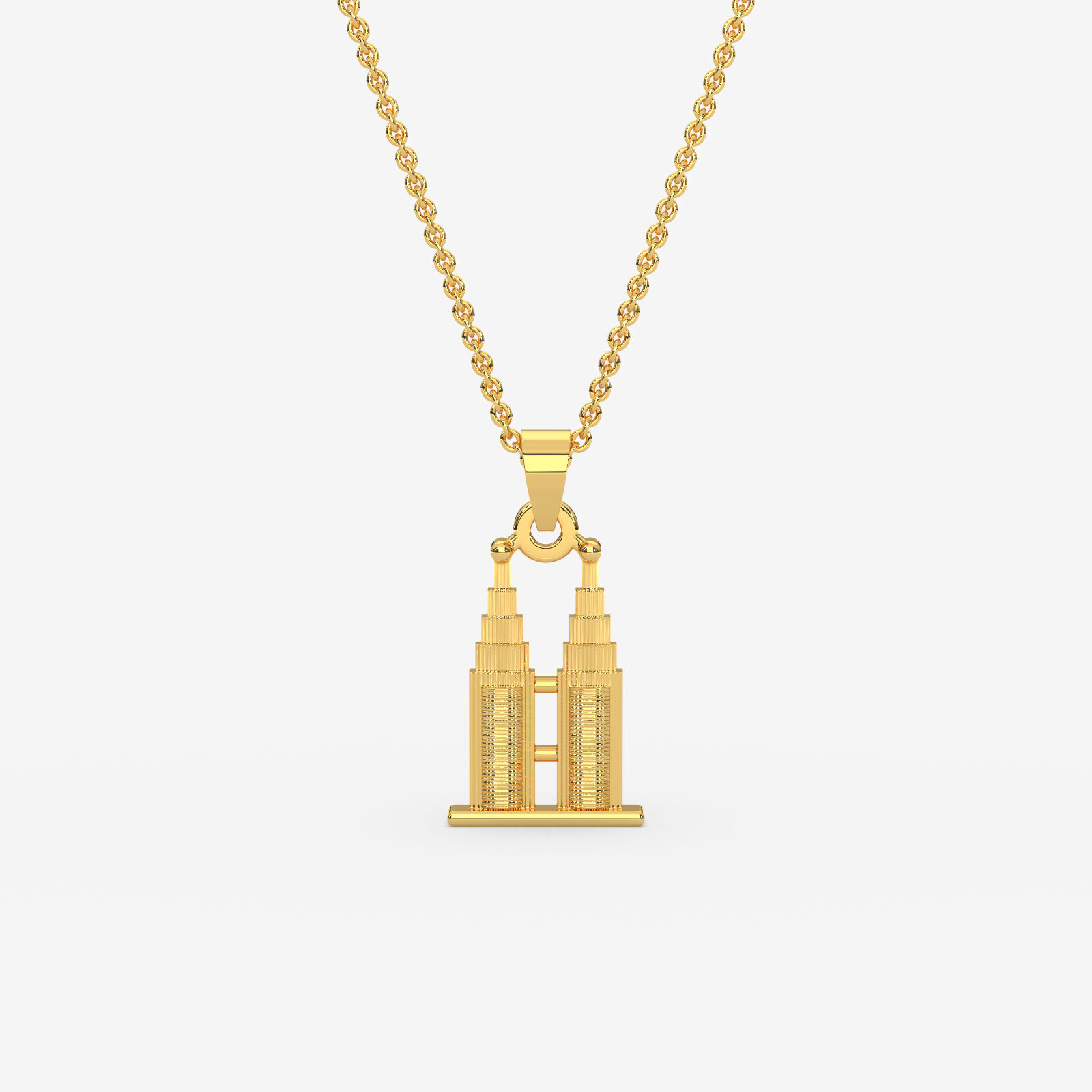18K Gold Petronas Twin Towers Pendant Necklace | Malaysian Souvenir Jewelry