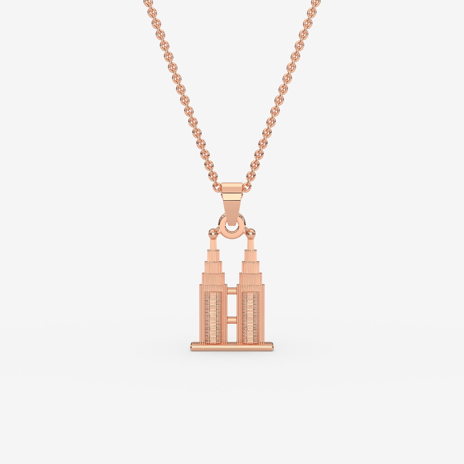 18K Gold Petronas Twin Towers Pendant Necklace | Malaysian Souvenir Jewelry