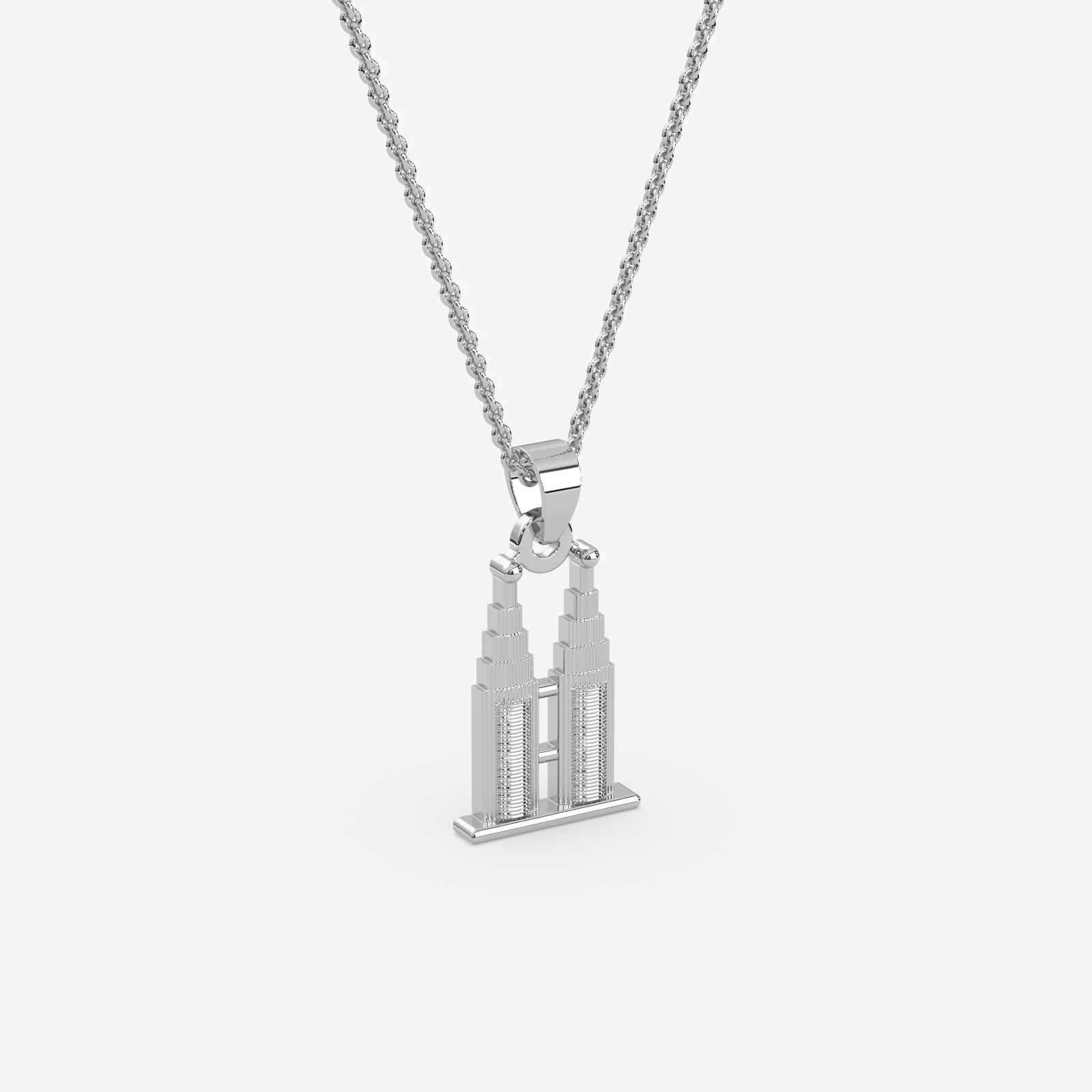 18K Gold Petronas Twin Towers Pendant Necklace | Malaysian Souvenir Jewelry