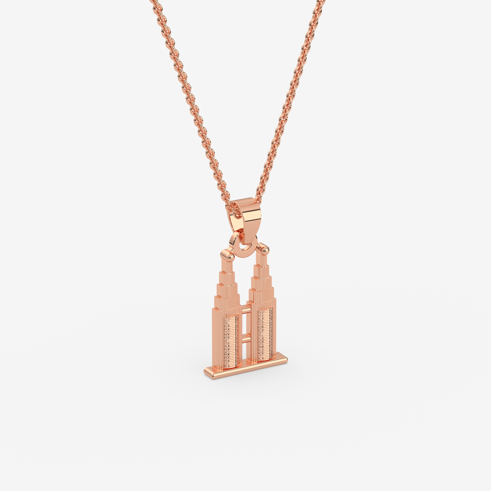 18K Gold Petronas Twin Towers Pendant Necklace | Malaysian Souvenir Jewelry