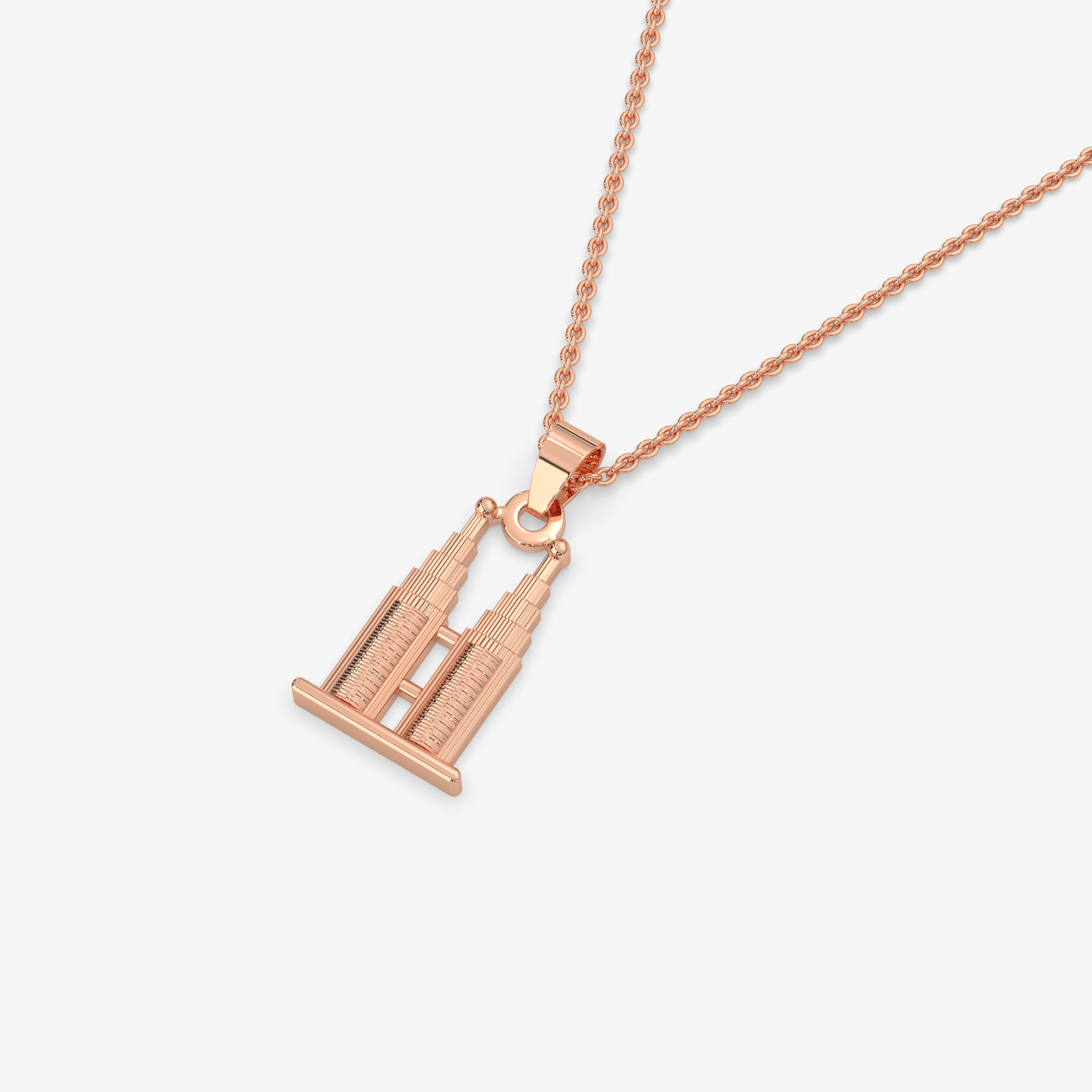 18K Gold Petronas Twin Towers Pendant Necklace | Malaysian Souvenir Jewelry
