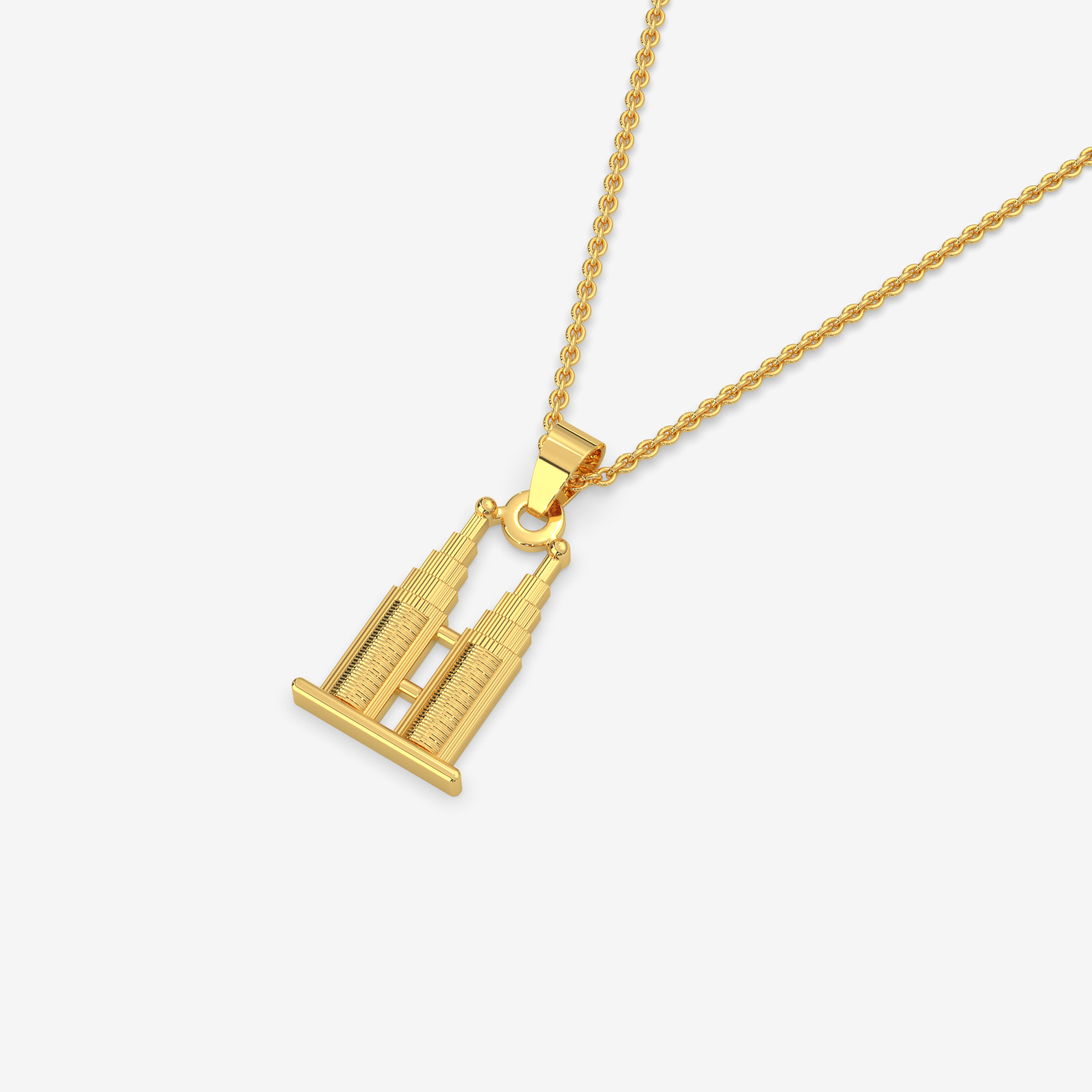 18K Gold Petronas Twin Towers Pendant Necklace | Malaysian Souvenir Jewelry