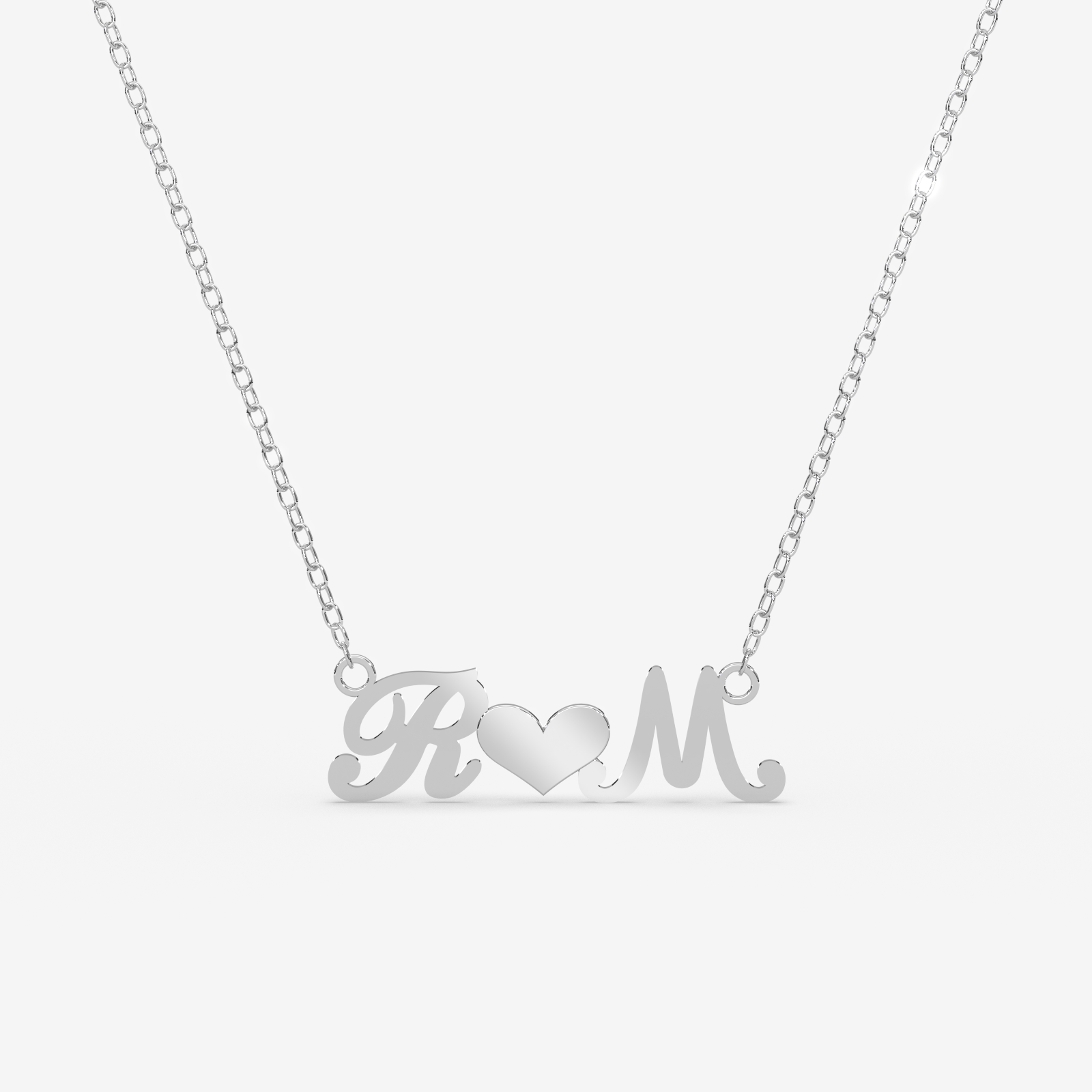Personalized Initial Heart Gold Necklace – 18K Gold