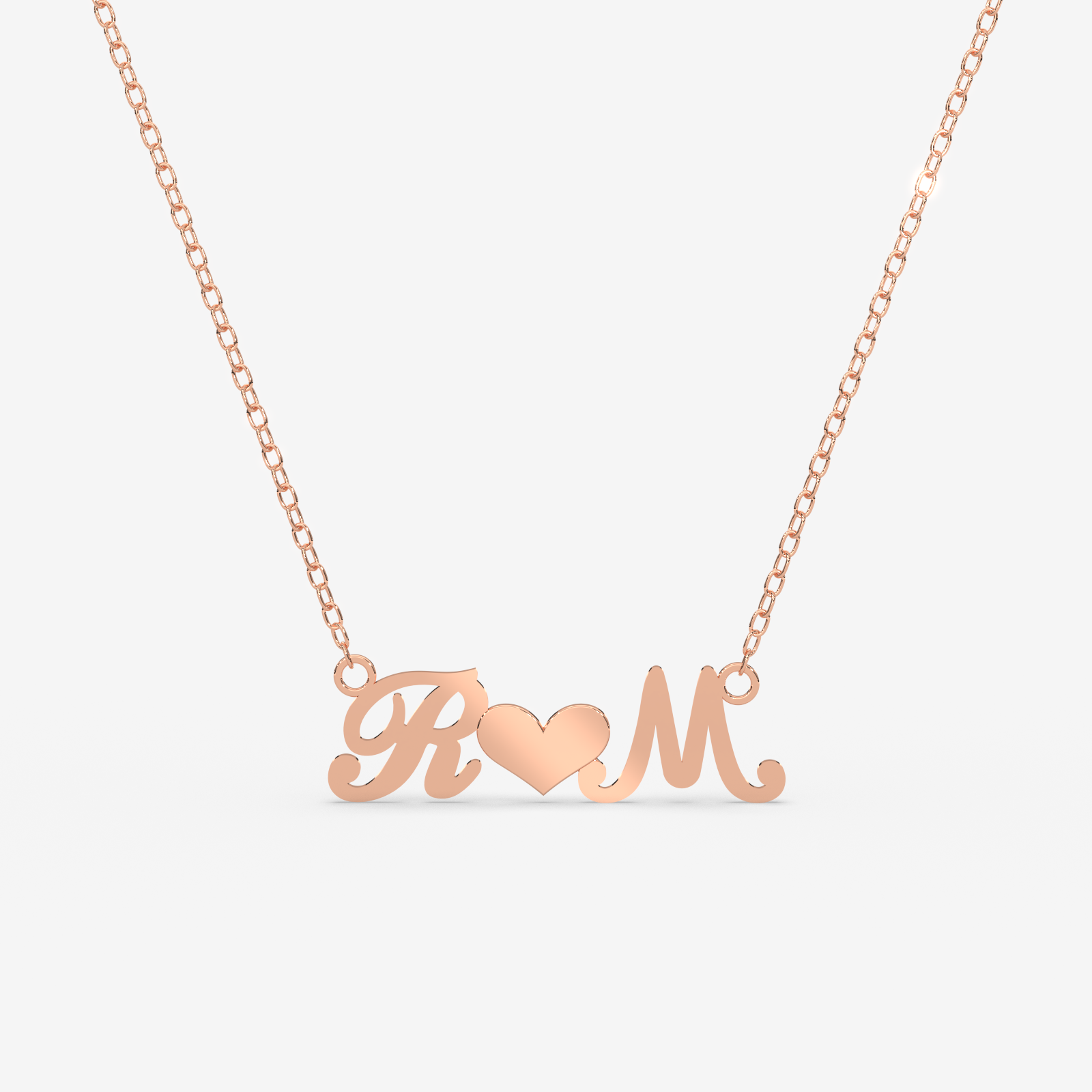 Personalized Initial Heart Gold Necklace – 18K Gold