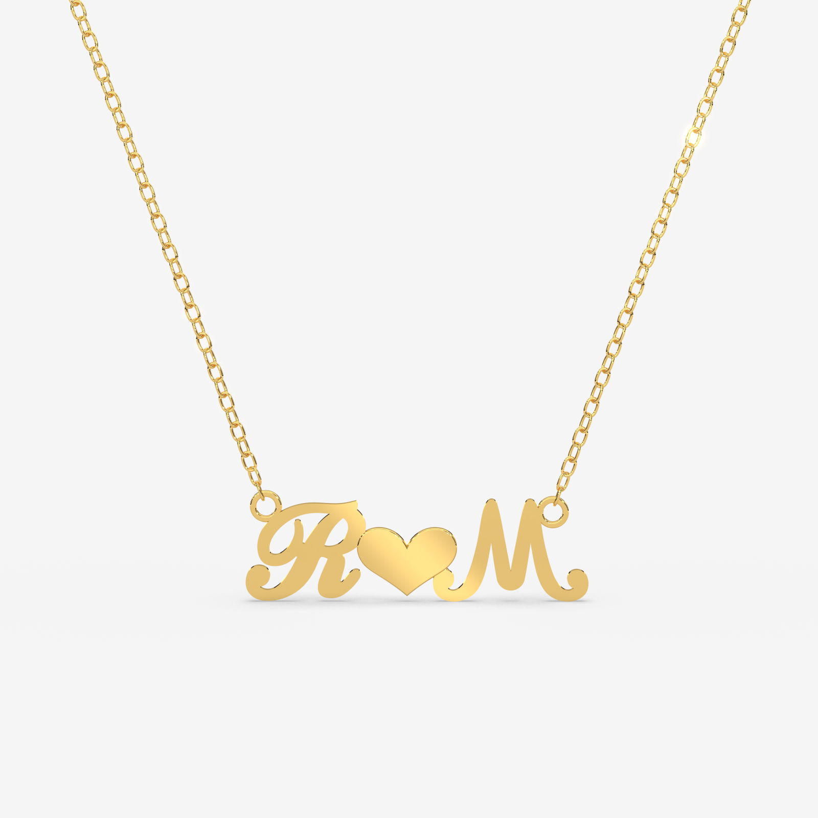 Personalized Initial Heart Gold Necklace – 18K Gold