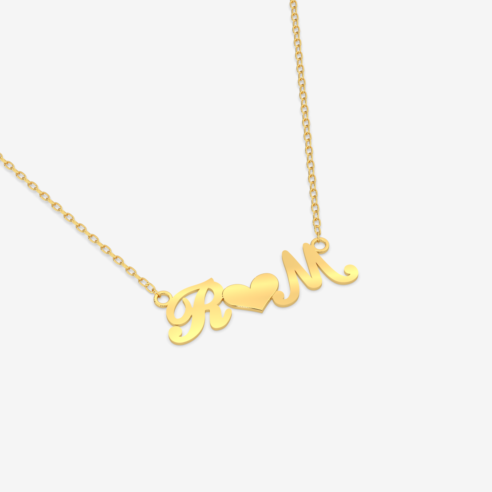 Personalized Initial Heart Gold Necklace – 18K Gold