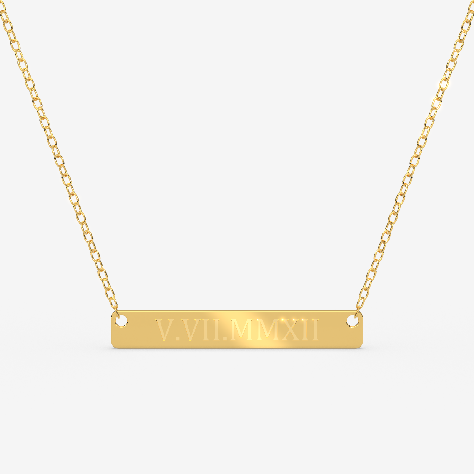 Custom Roman Numeral Date Necklace – 18K Gold