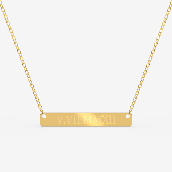 Custom Roman Numeral Date Necklace – 18K Gold