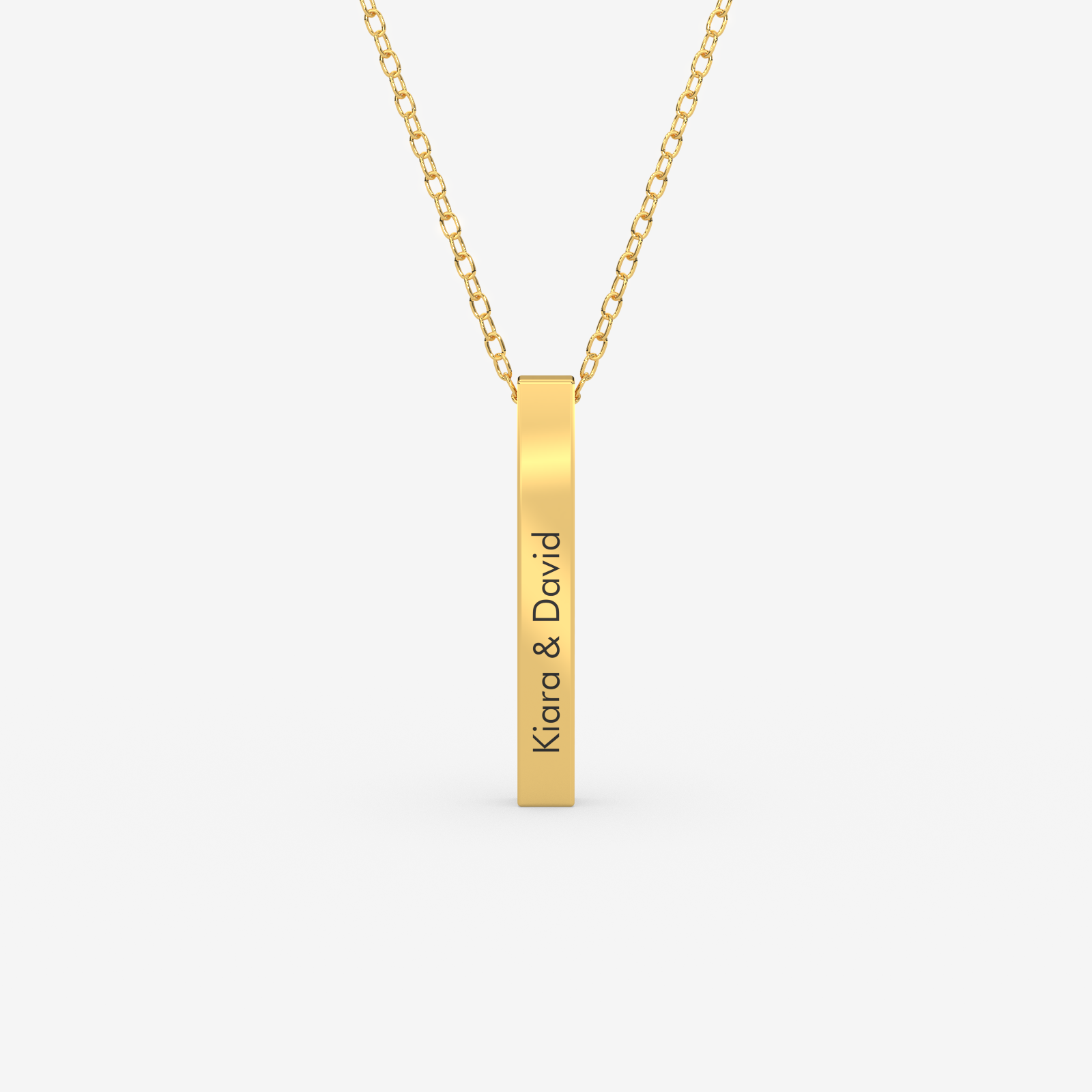 Personalized Engraved Gold Bar Necklace – 18K Gold