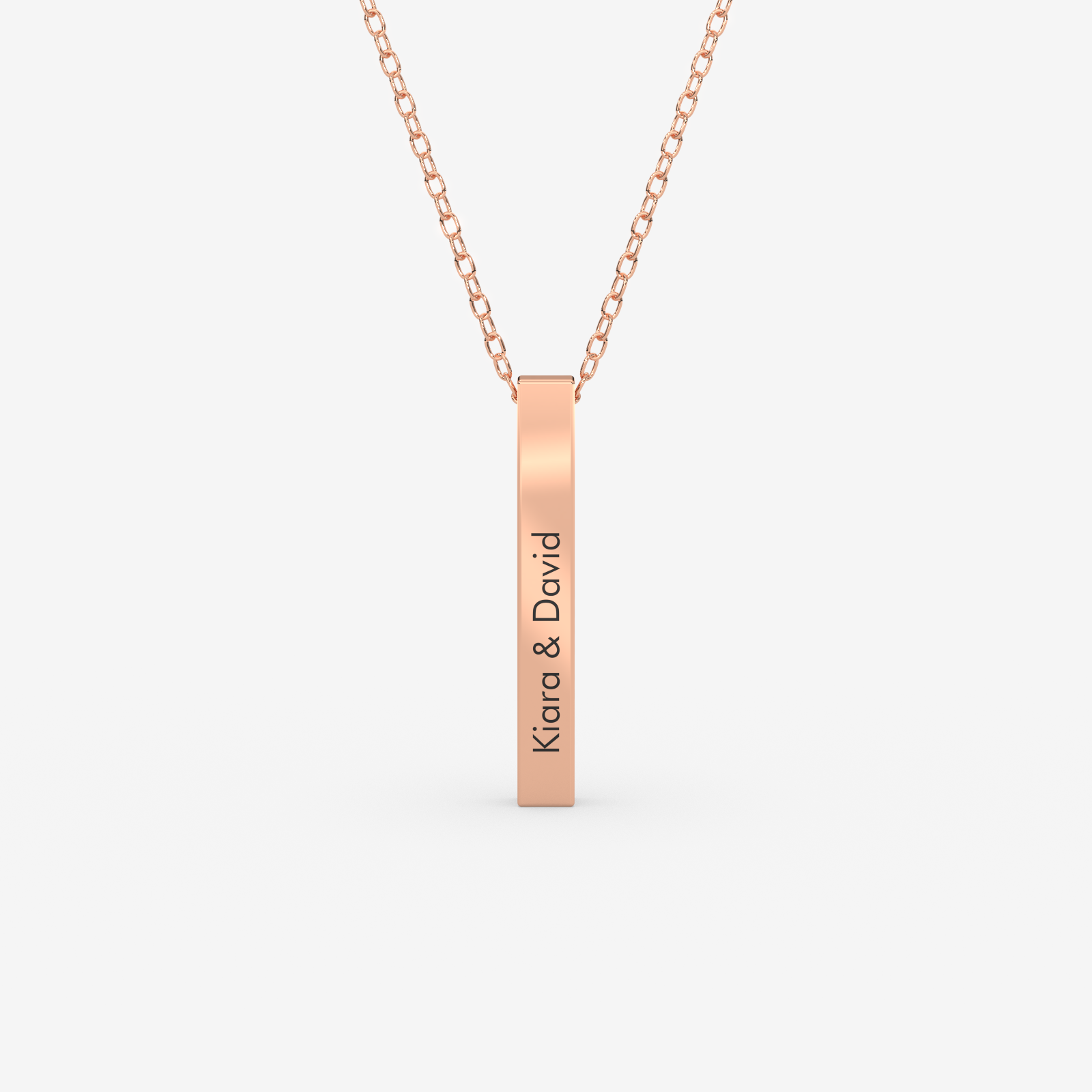 Personalized Engraved Gold Bar Necklace – 18K Gold