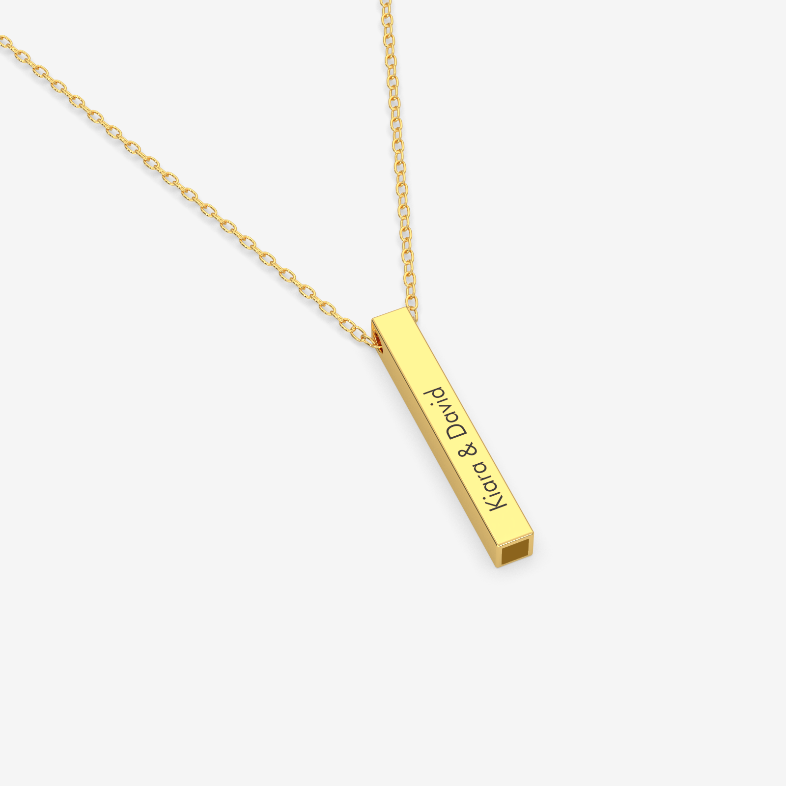 Personalized Engraved Gold Bar Necklace – 18K Gold