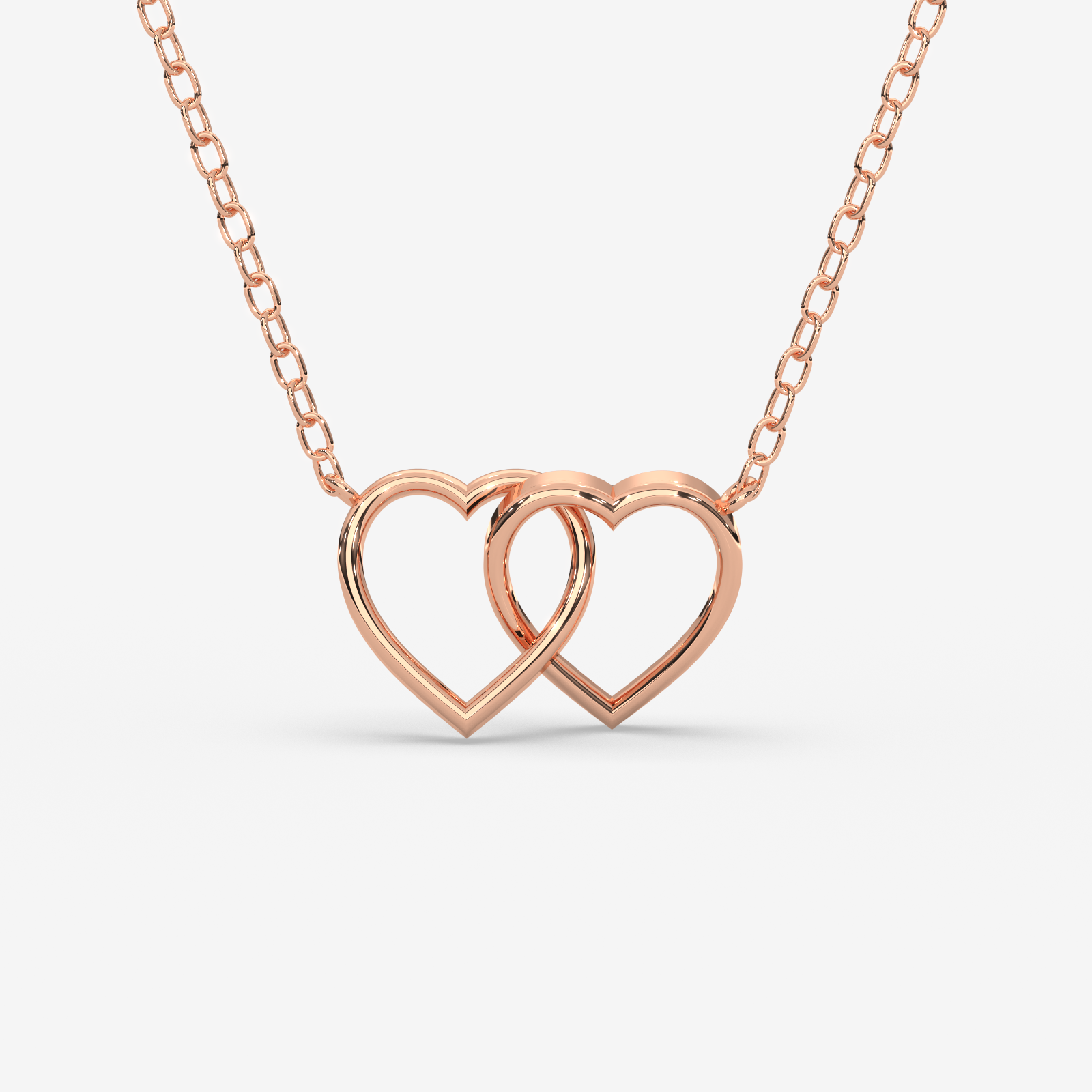 18K Gold Interlocking Hearts Necklace - Symbol of Love & Unity