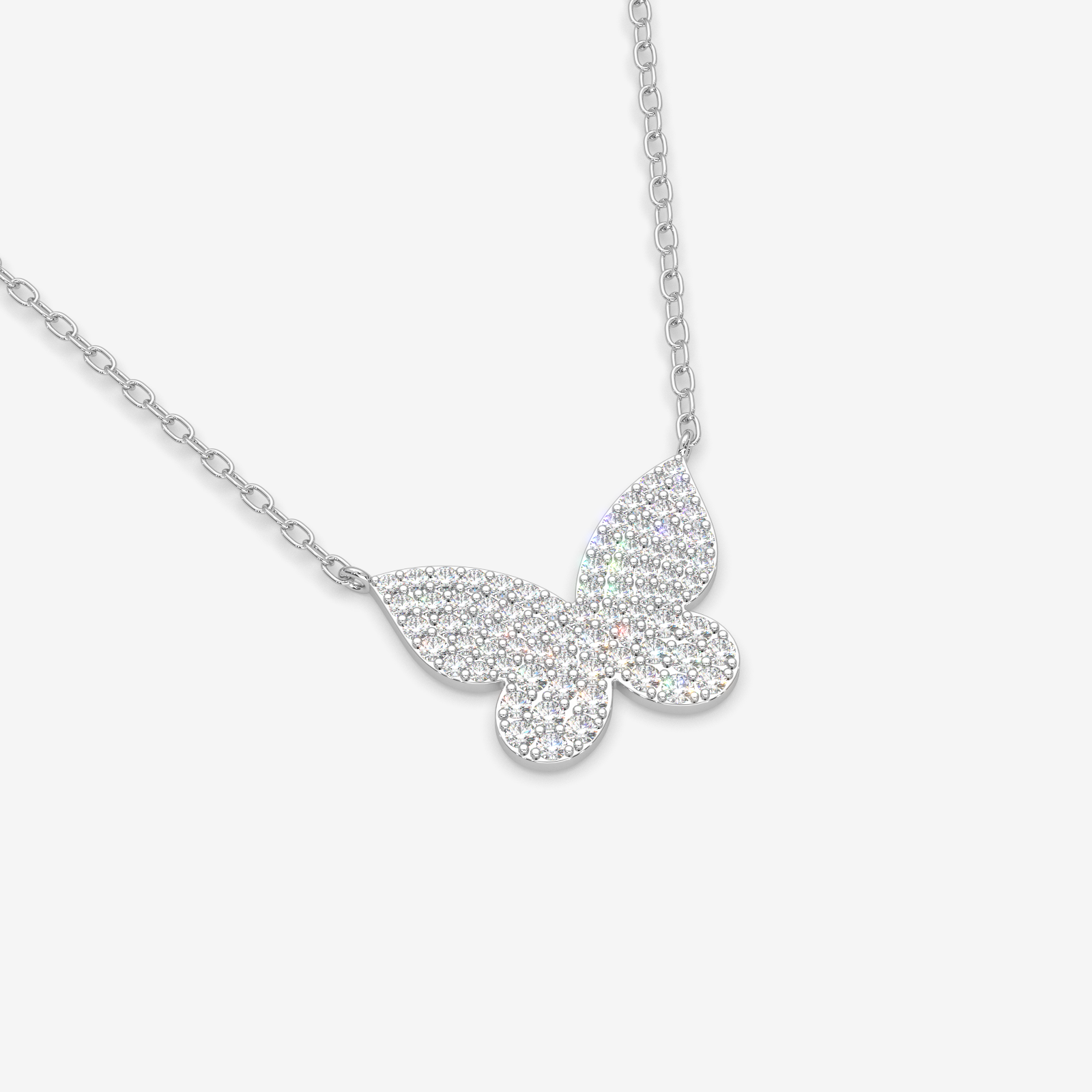 18K Gold Pave Diamond Butterfly Necklace